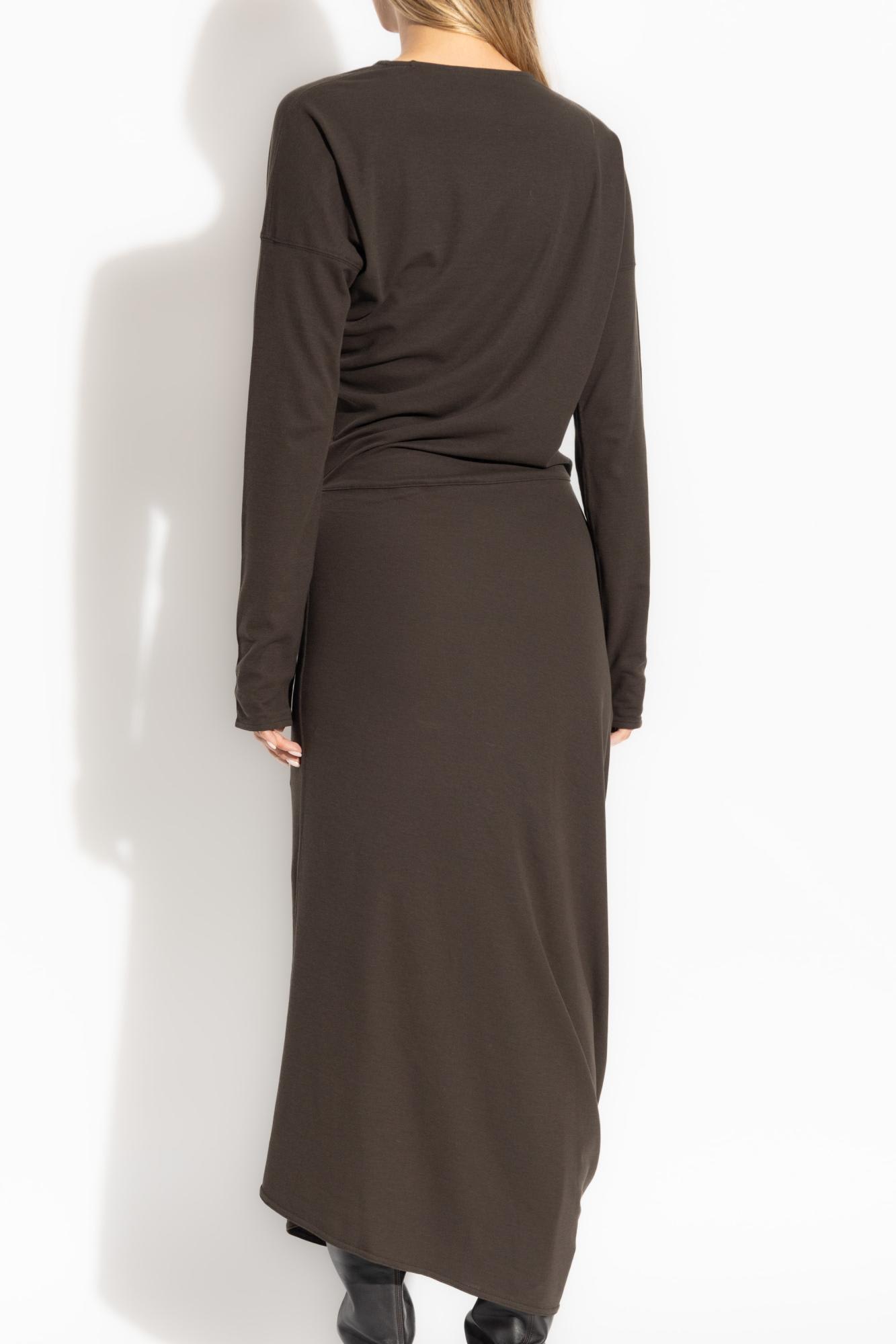 Shop Lemaire Cotton Dress In Marrone