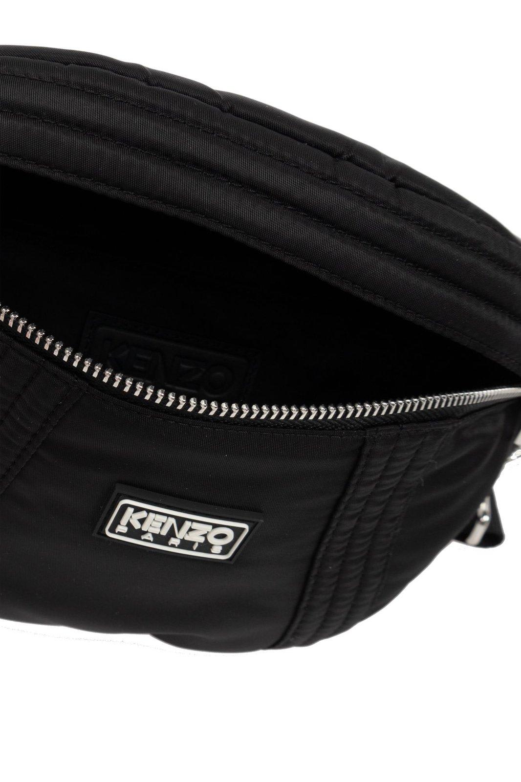 Shop Kenzo Logo Patch Zipped Belt Bag In Black