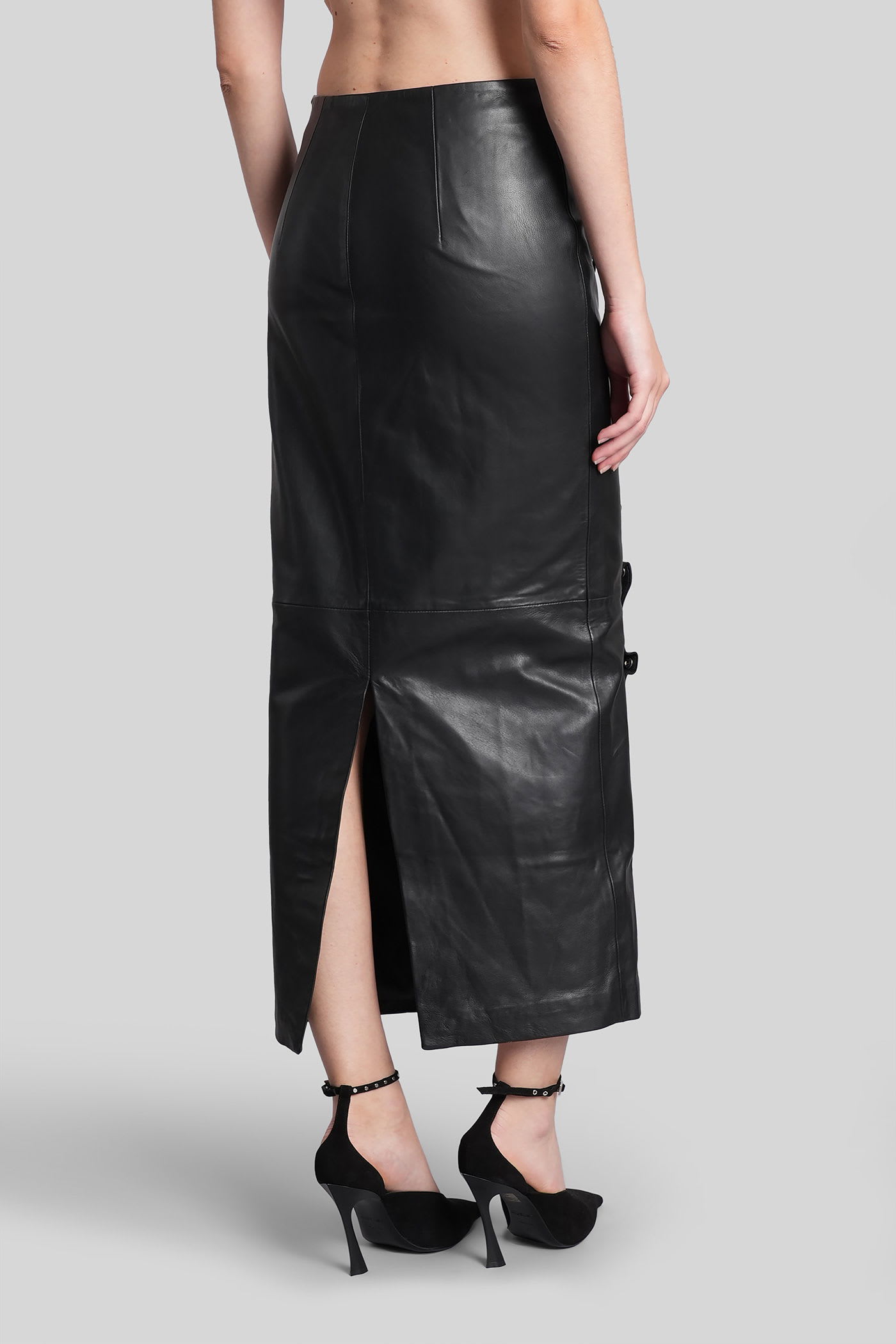 Rotate Birger Christensen Nettie Skirt In Black Eco Leather In Black