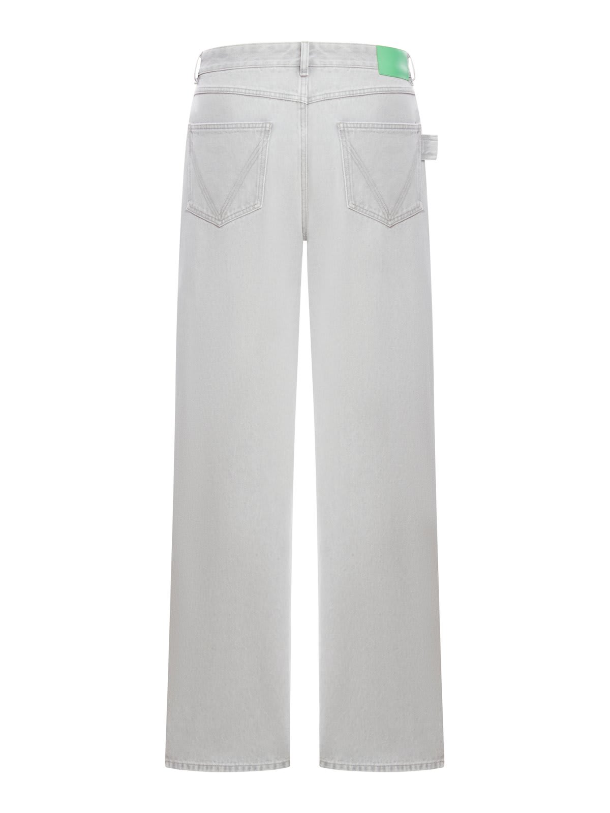 Shop Bottega Veneta Washed Denim Trousers In Grey