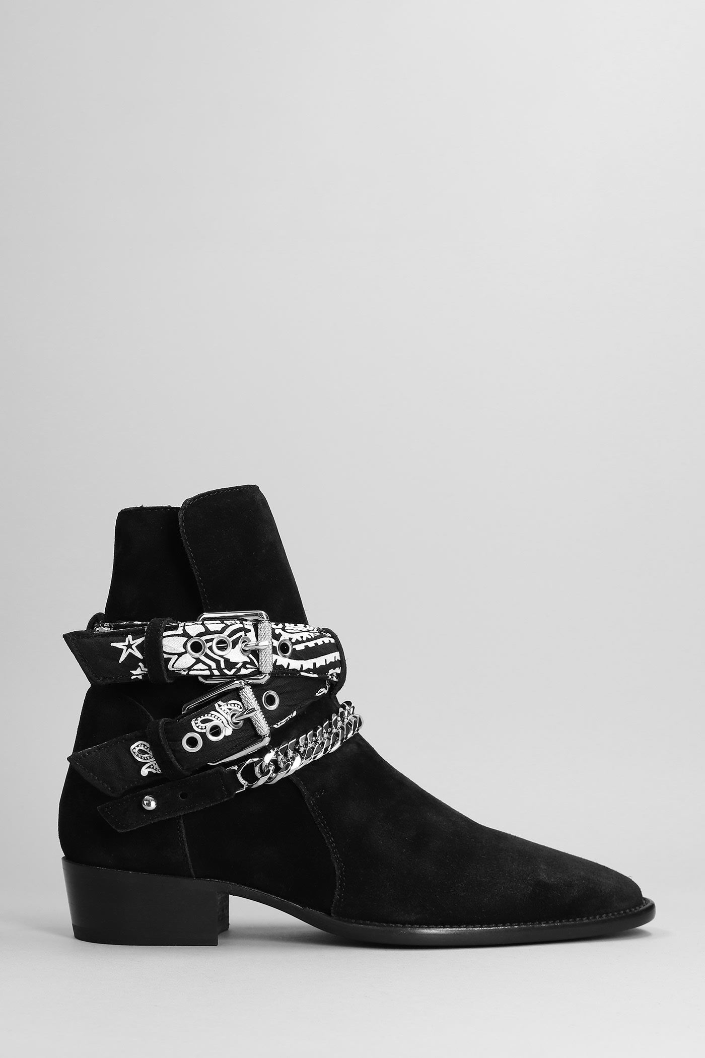 AMIRI Bandana Boot Ankle Boots In Black Suede