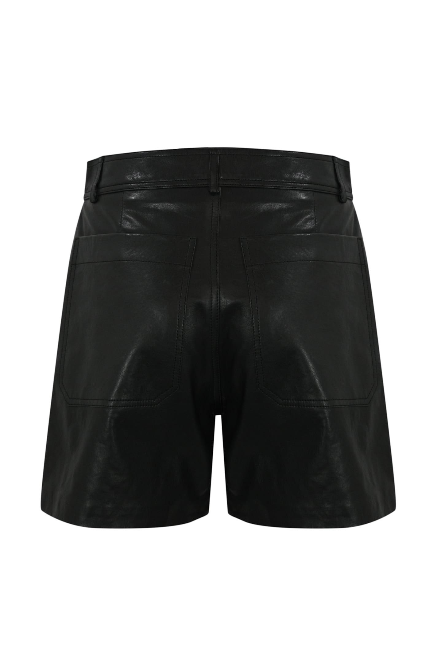 Weekend Max Mara Virgola Leather Shorts In Nero