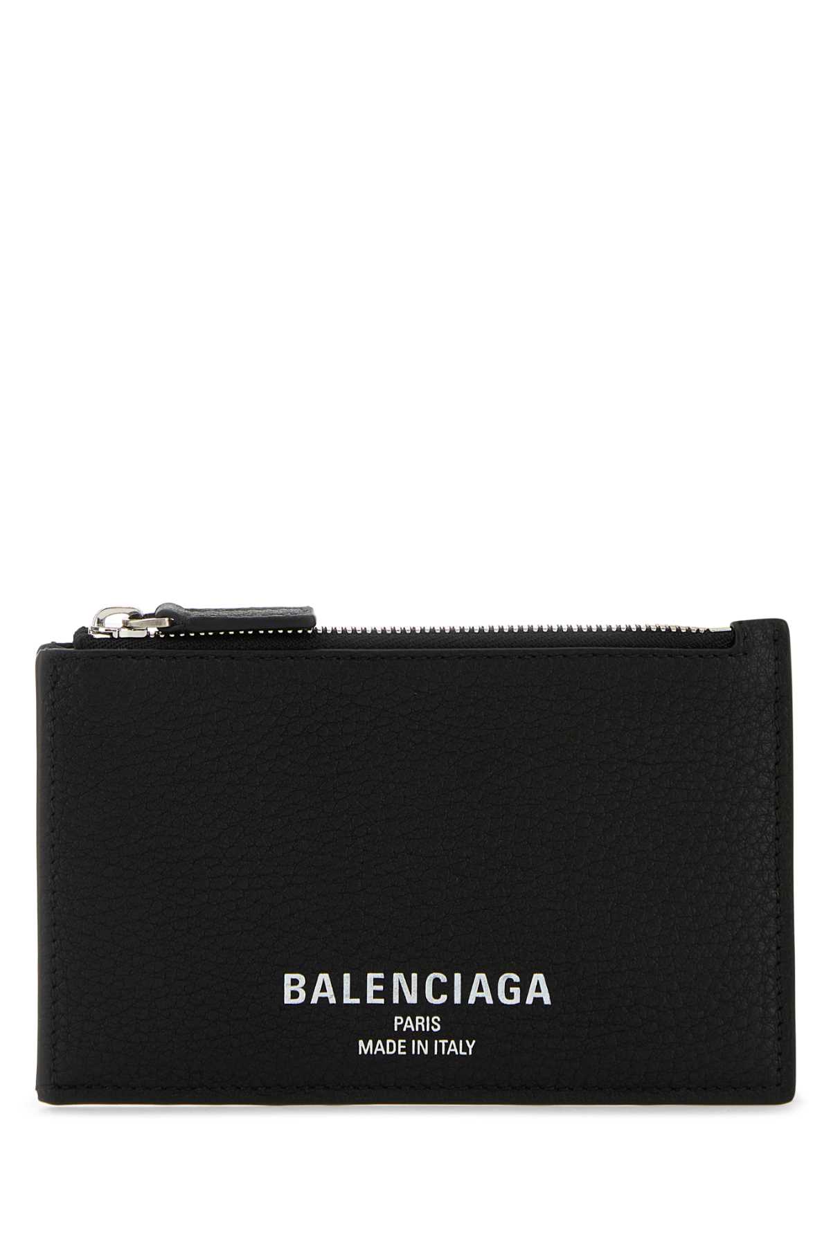 Balenciaga Leather Card Holder Textured Finish In Blue