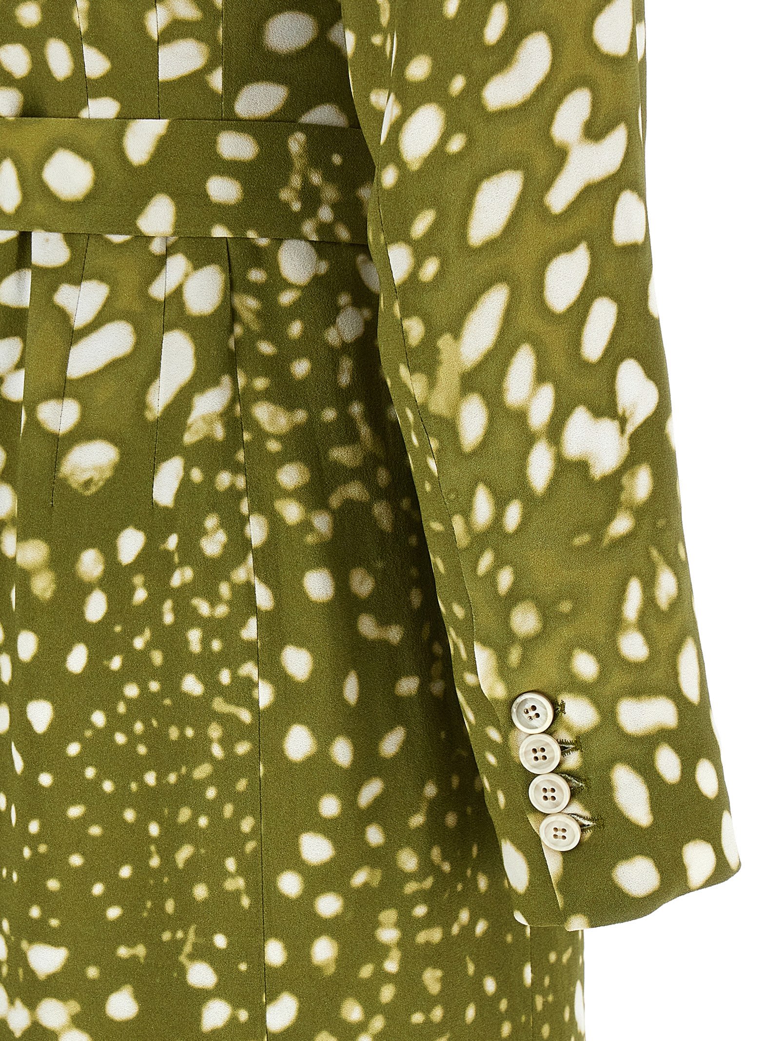 ワンピースその他 Dries Van Noten Dress with belt and khaki green print Dries Van Noten Dress With Belt And Khaki Green Print In