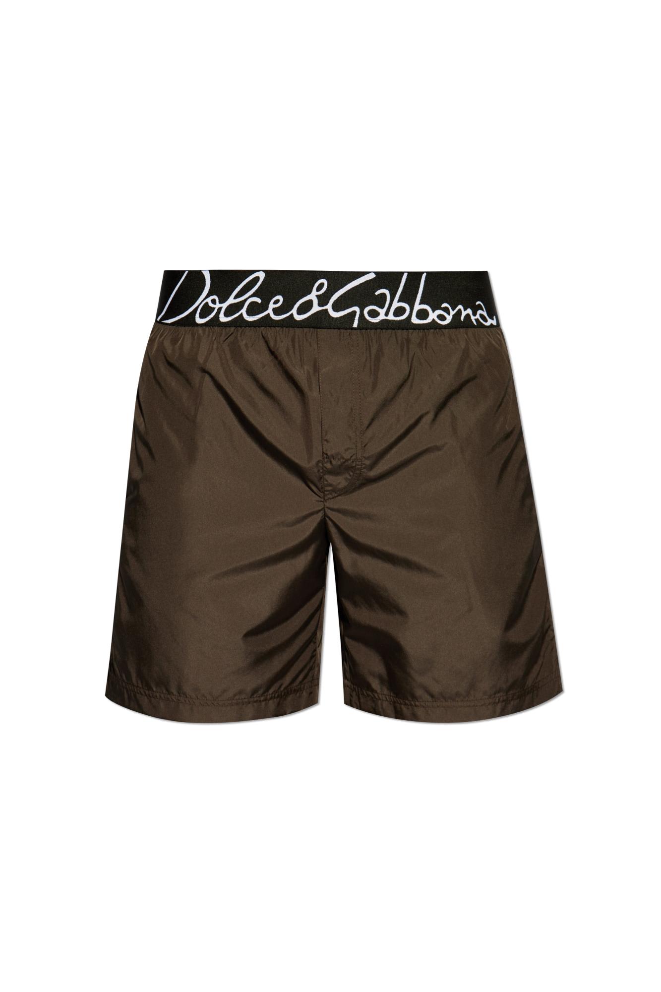 Shop Dolce & Gabbana Swim Shorts In Brown