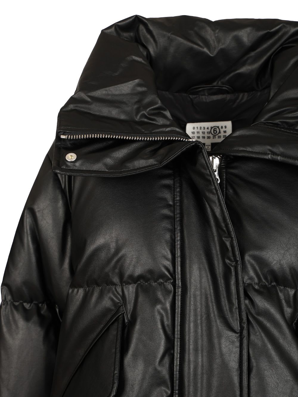 Mm6 Maison Margiela Pleather Puffer Jacket In Black