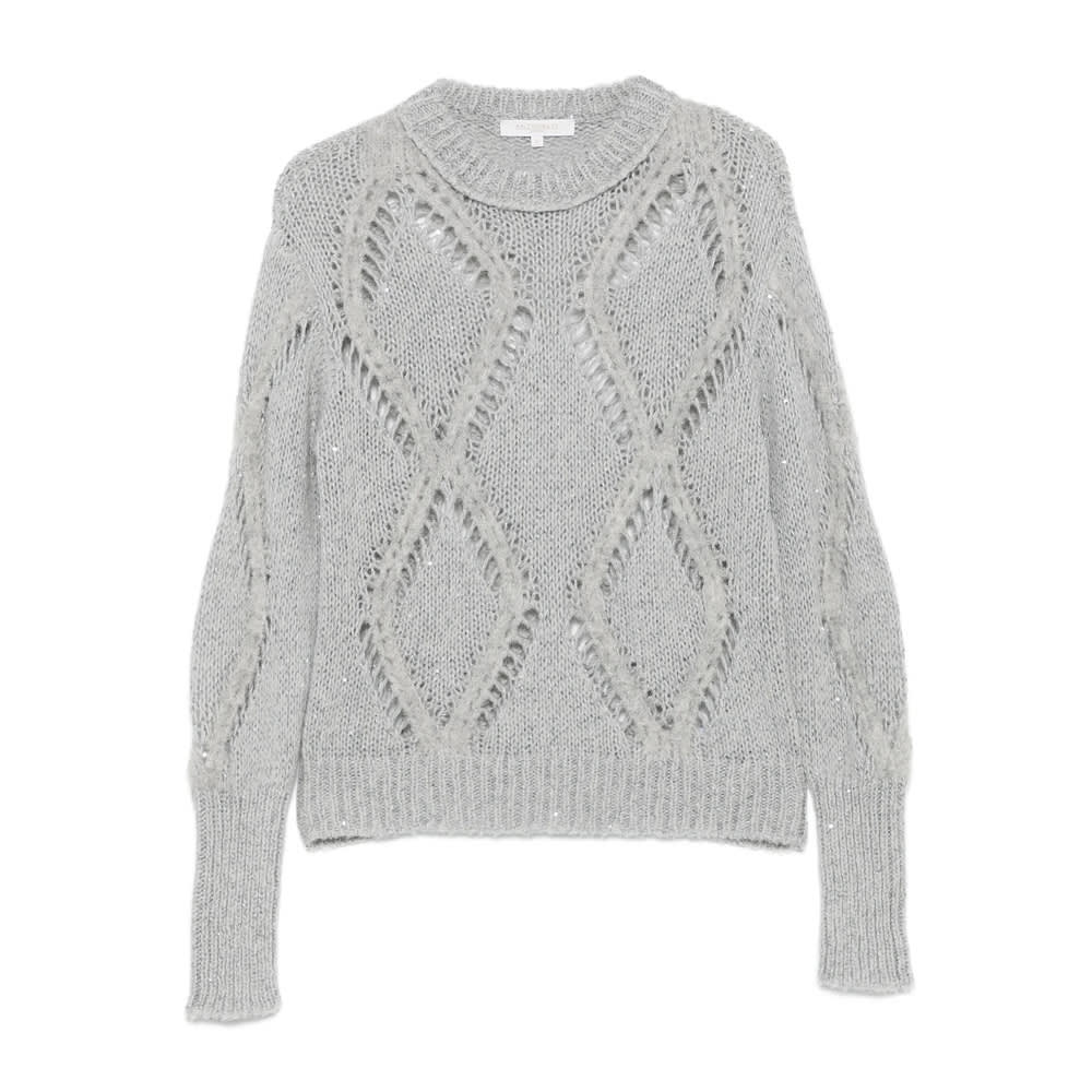 Antonelli Sequin-embellished Diamond-pattern Sweater In Gray