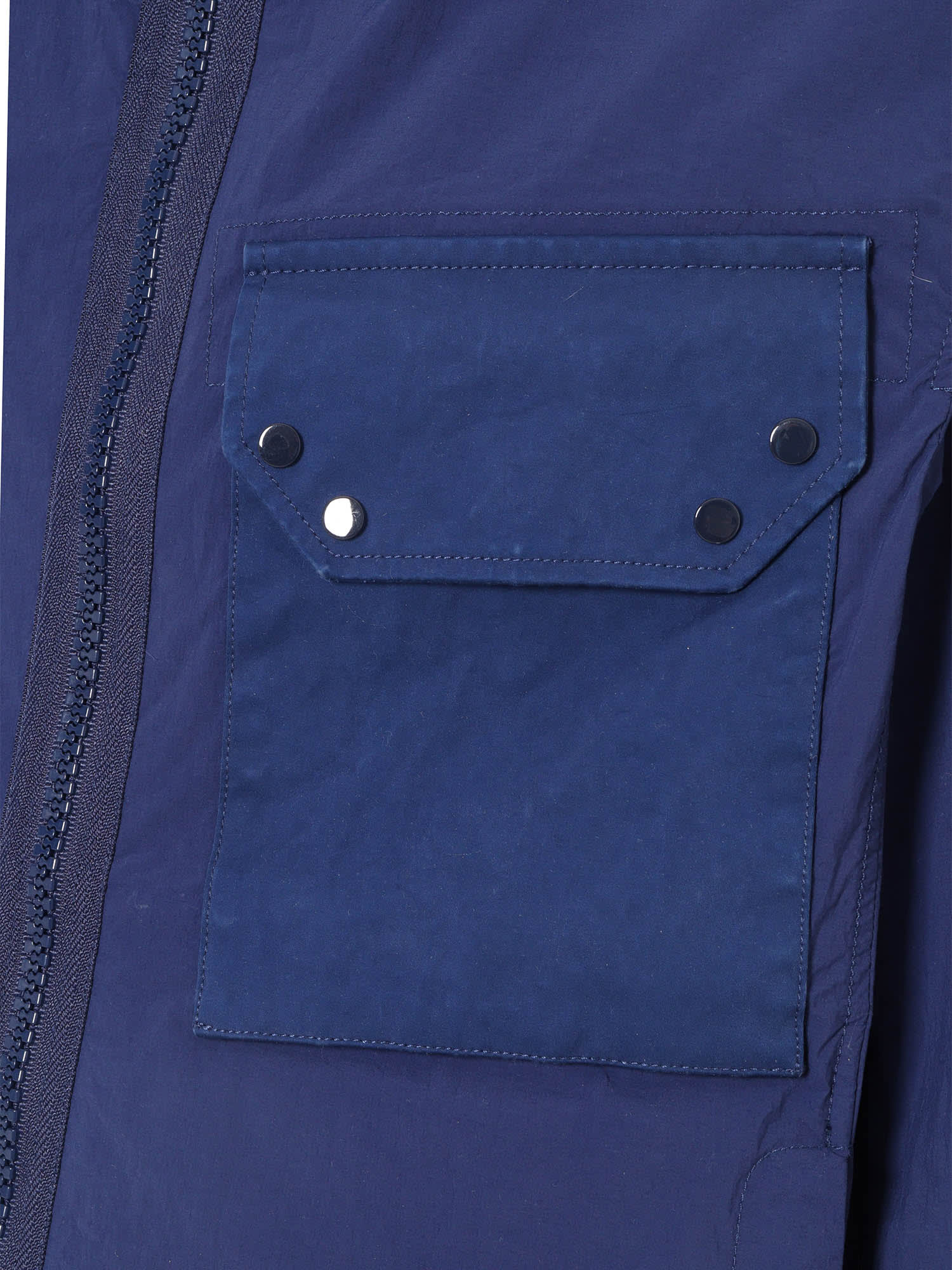 Ten C Blue Jacket With Hoodie In Blue