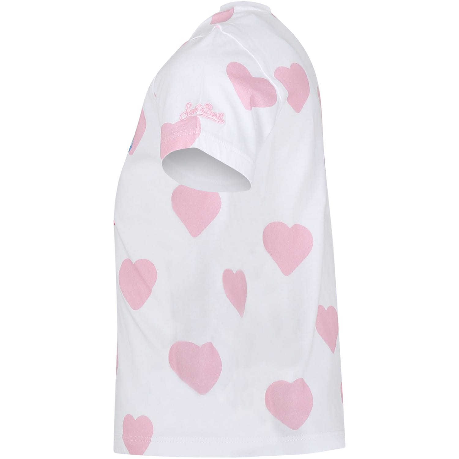 Shop Mc2 Saint Barth White T-shirt For Girl With Hearts