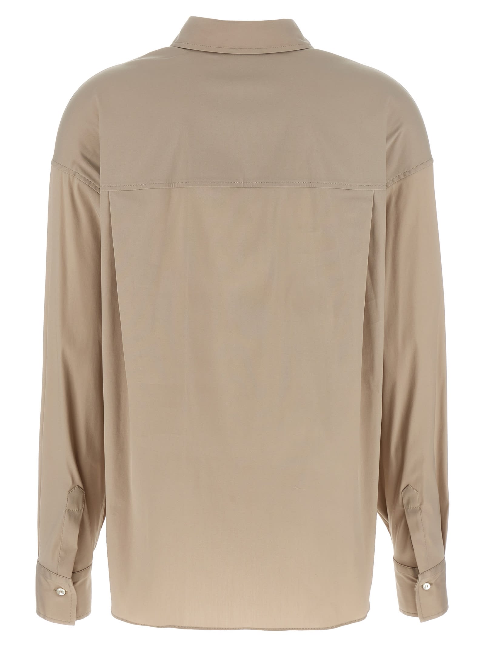 Brunello Cucinelli V-neck Shirt With Collared Design In Brown