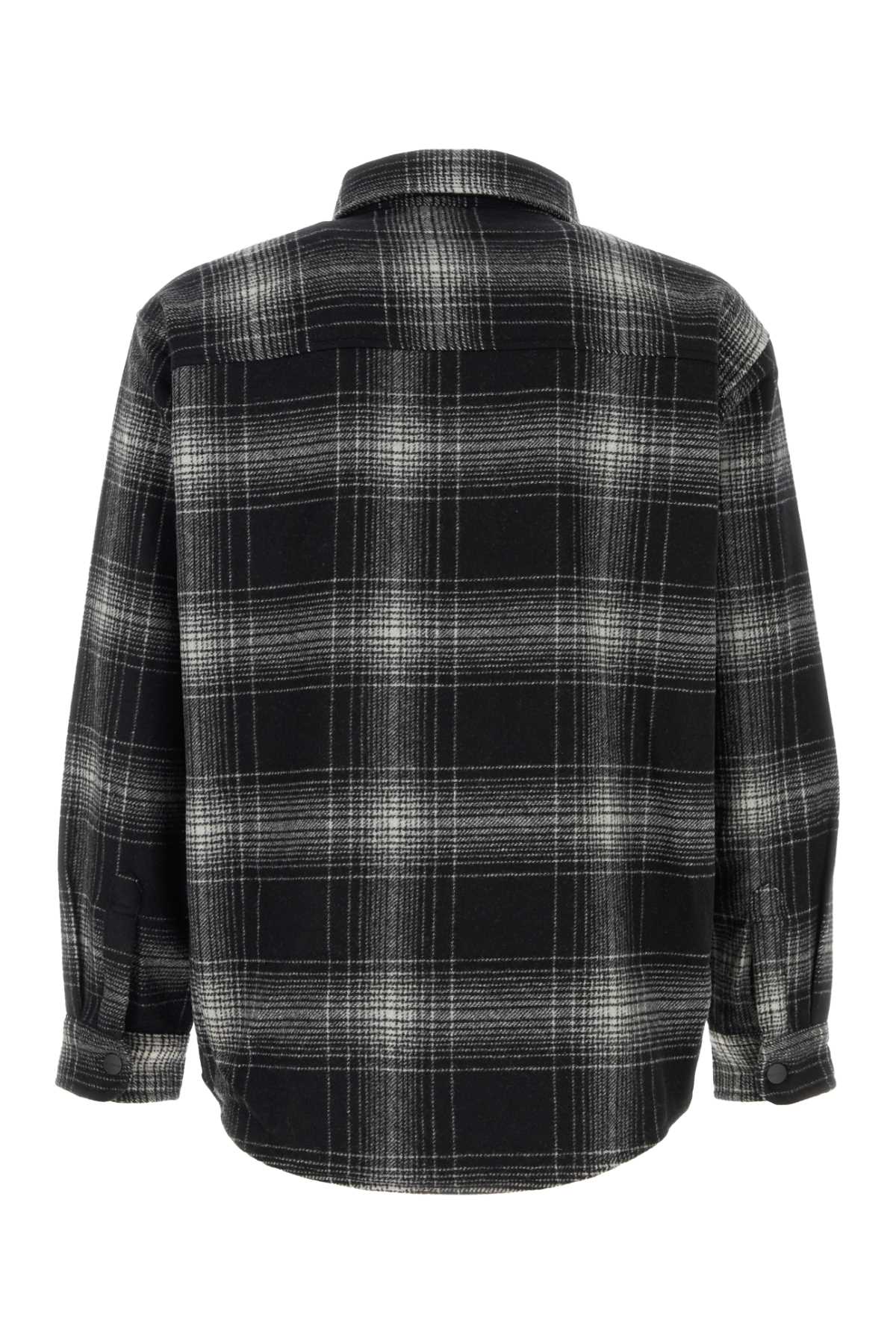 Carhartt Plaid Wool Blend Button-up Shirt With Classic Detailing In Black