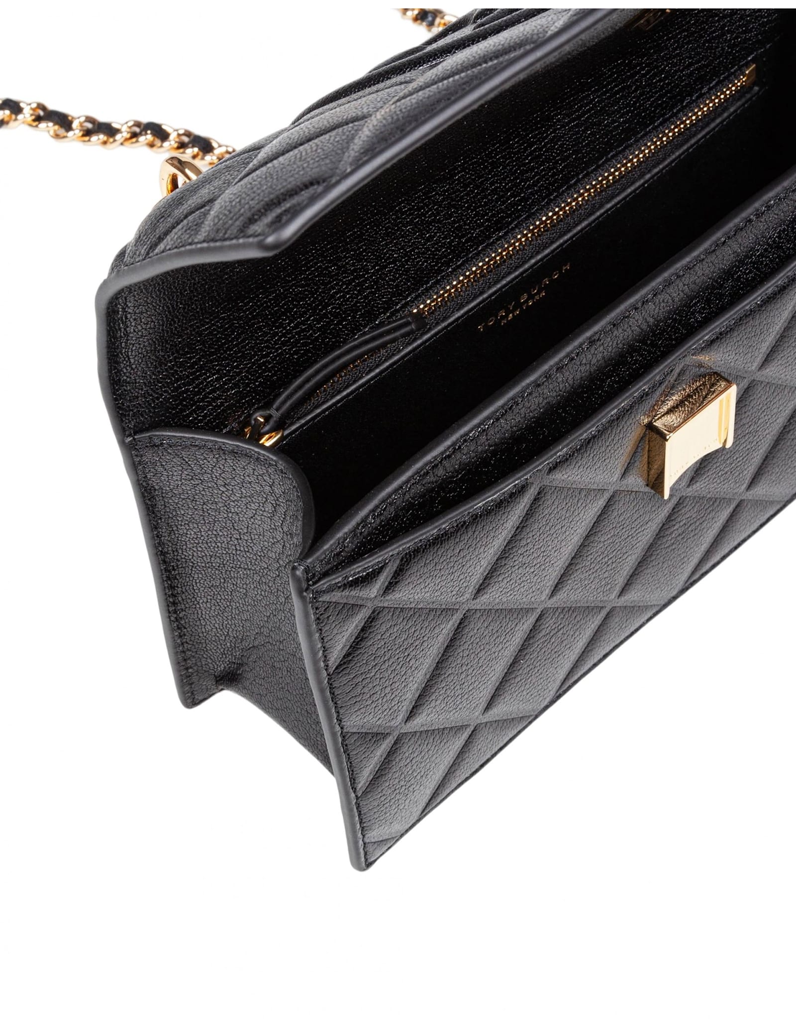 Tory Burch Fleming Small Leather Crossbody Bag Color Black In Black