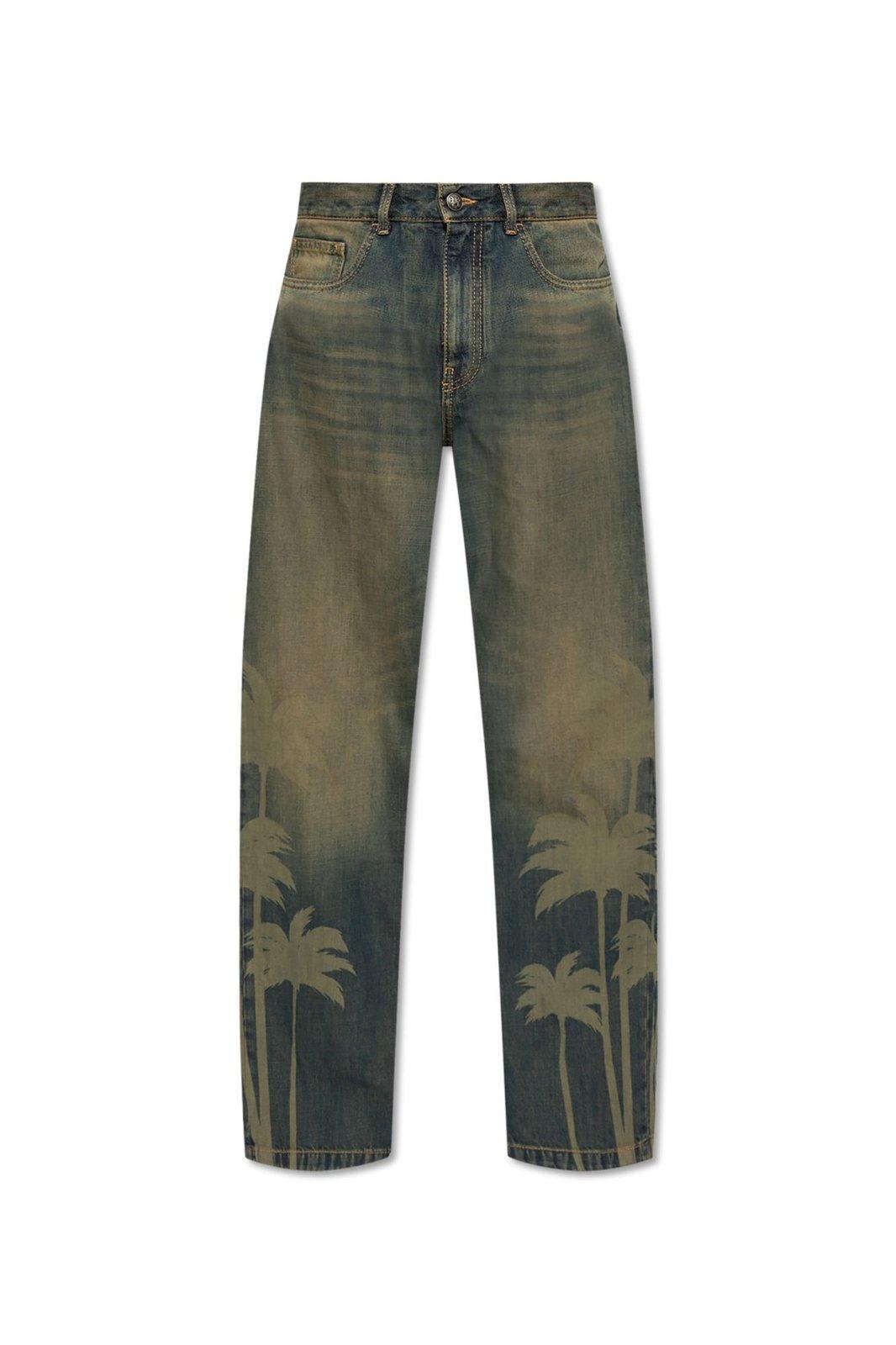 Laser Palm Wide Leg Jeans