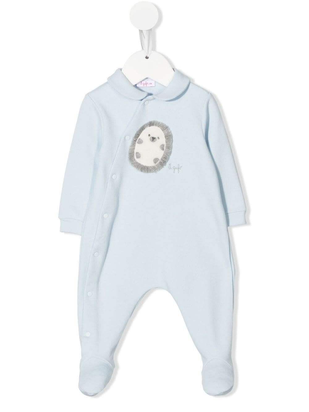 Il Gufo Light Blue Babysuit With Embroidered Hedgehog
