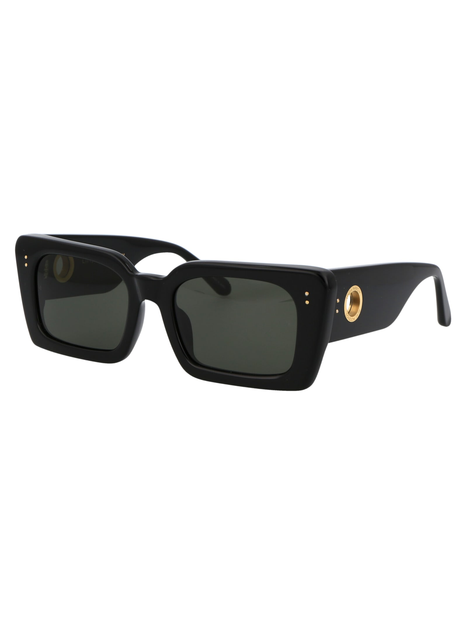 Shop Linda Farrow Nieve Sunglasses In Black/yellowgold/grey