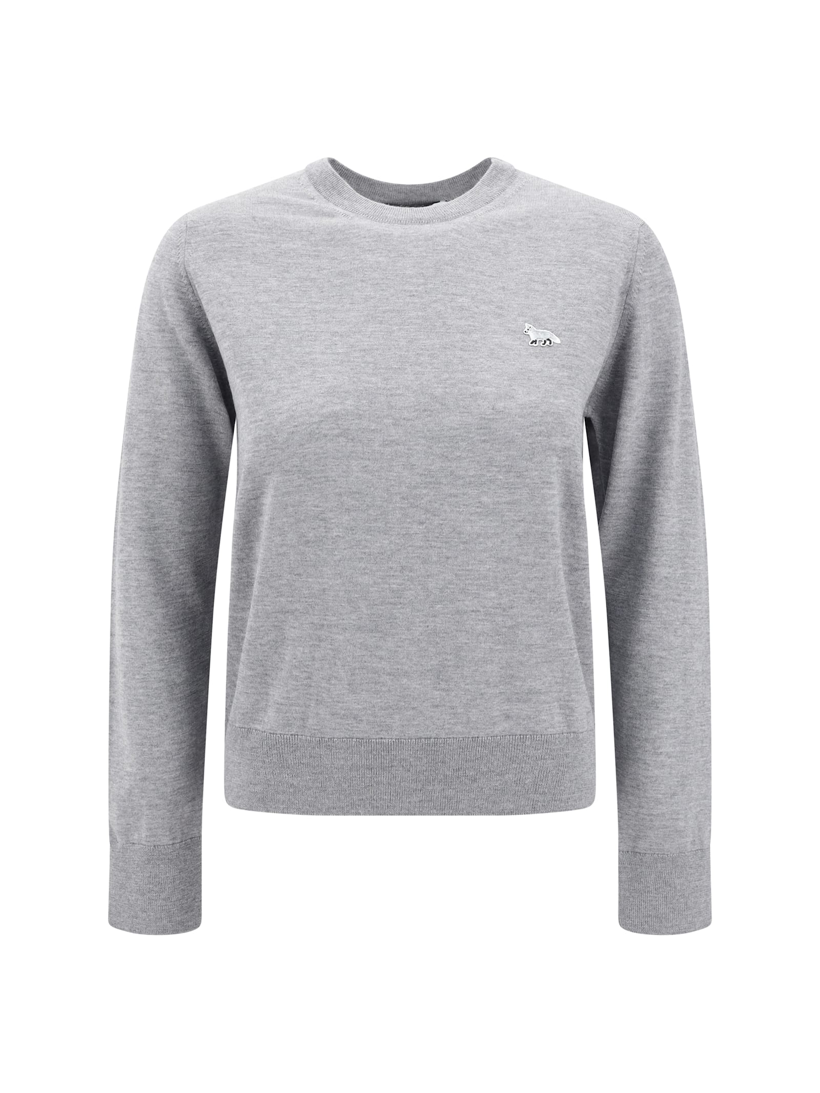 Shop Maison Kitsuné Baby Fox Sweater In Medium Grey Melange