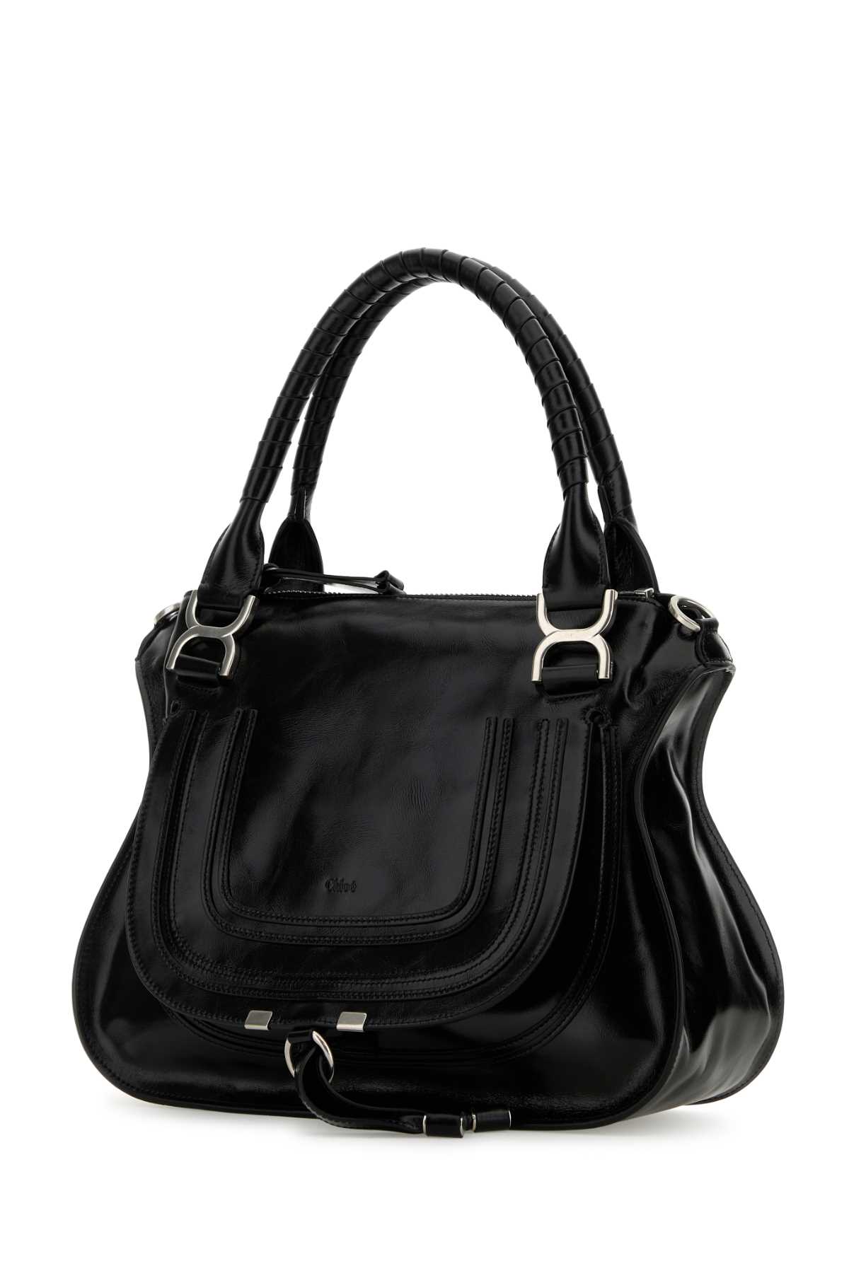 Shop Chloé Black Leather Medium Marcie Handbag