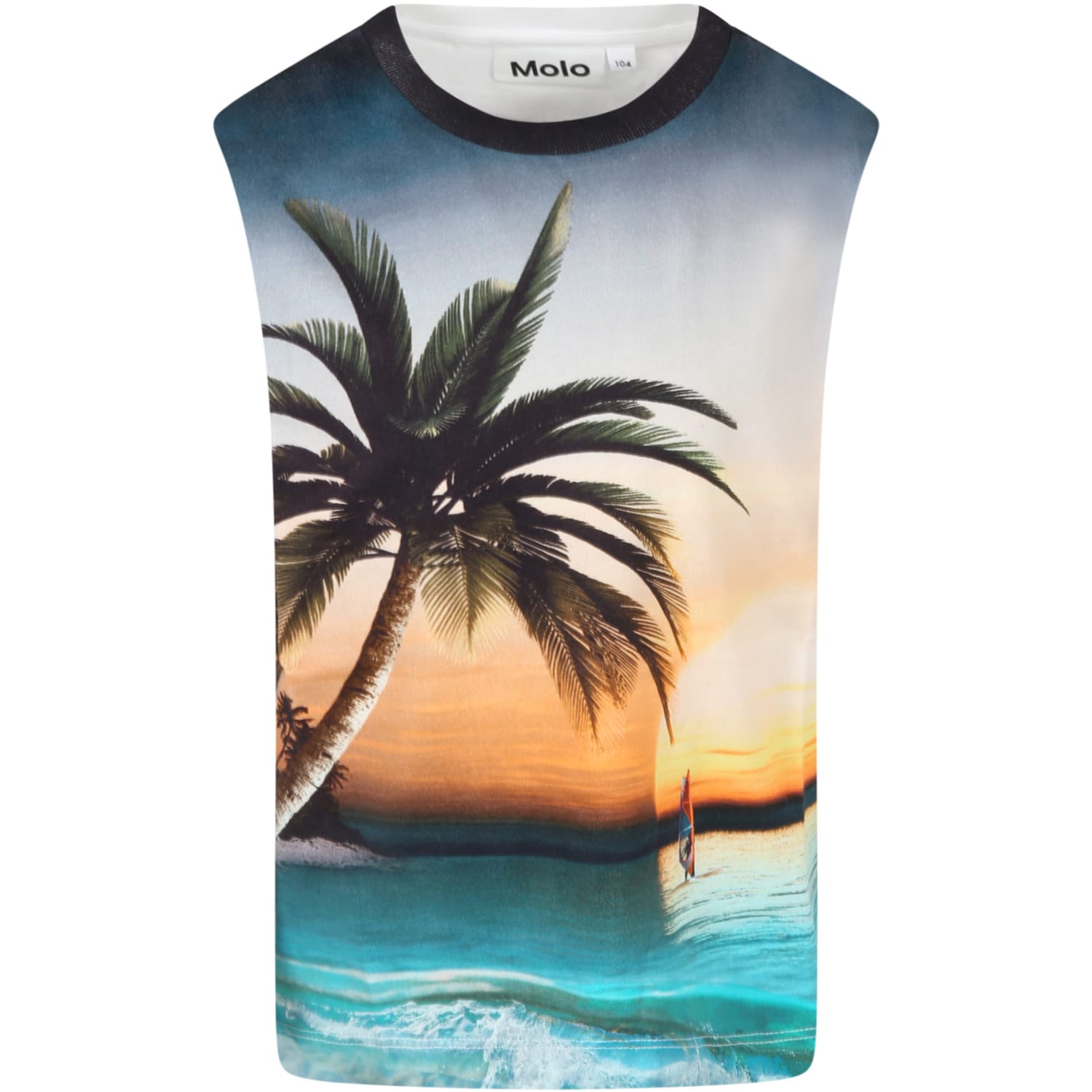 Molo Multicolor Tank-top For Boy With Palm And Black Writing