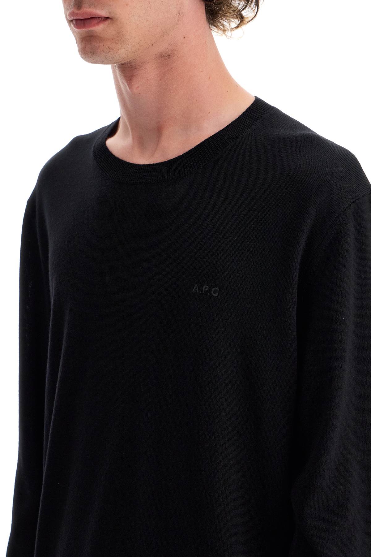 Shop Apc Wool Crewneck Pullover In Noir (black)