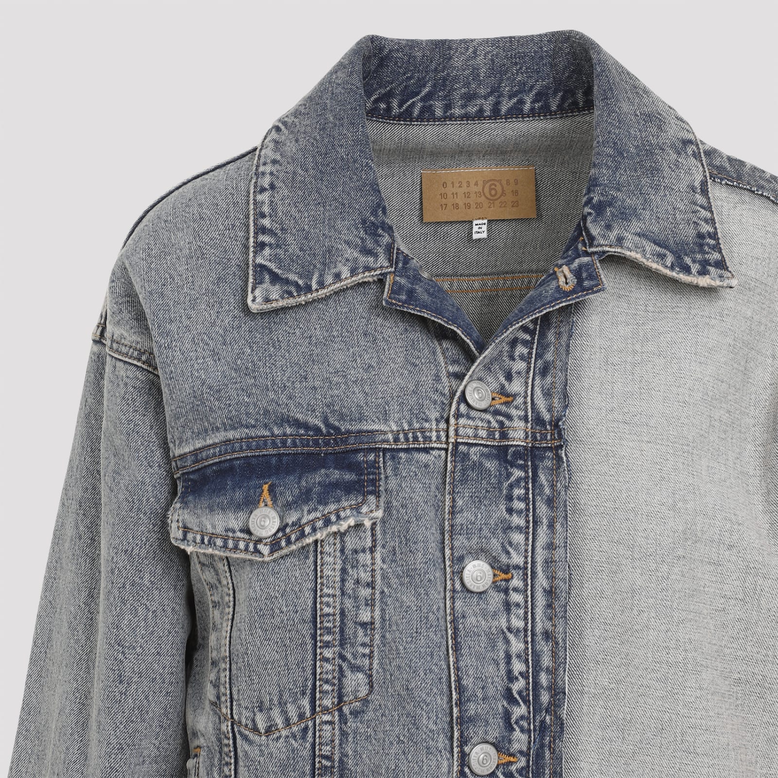 Shop Mm6 Maison Margiela Denim Jacket In Light Blue