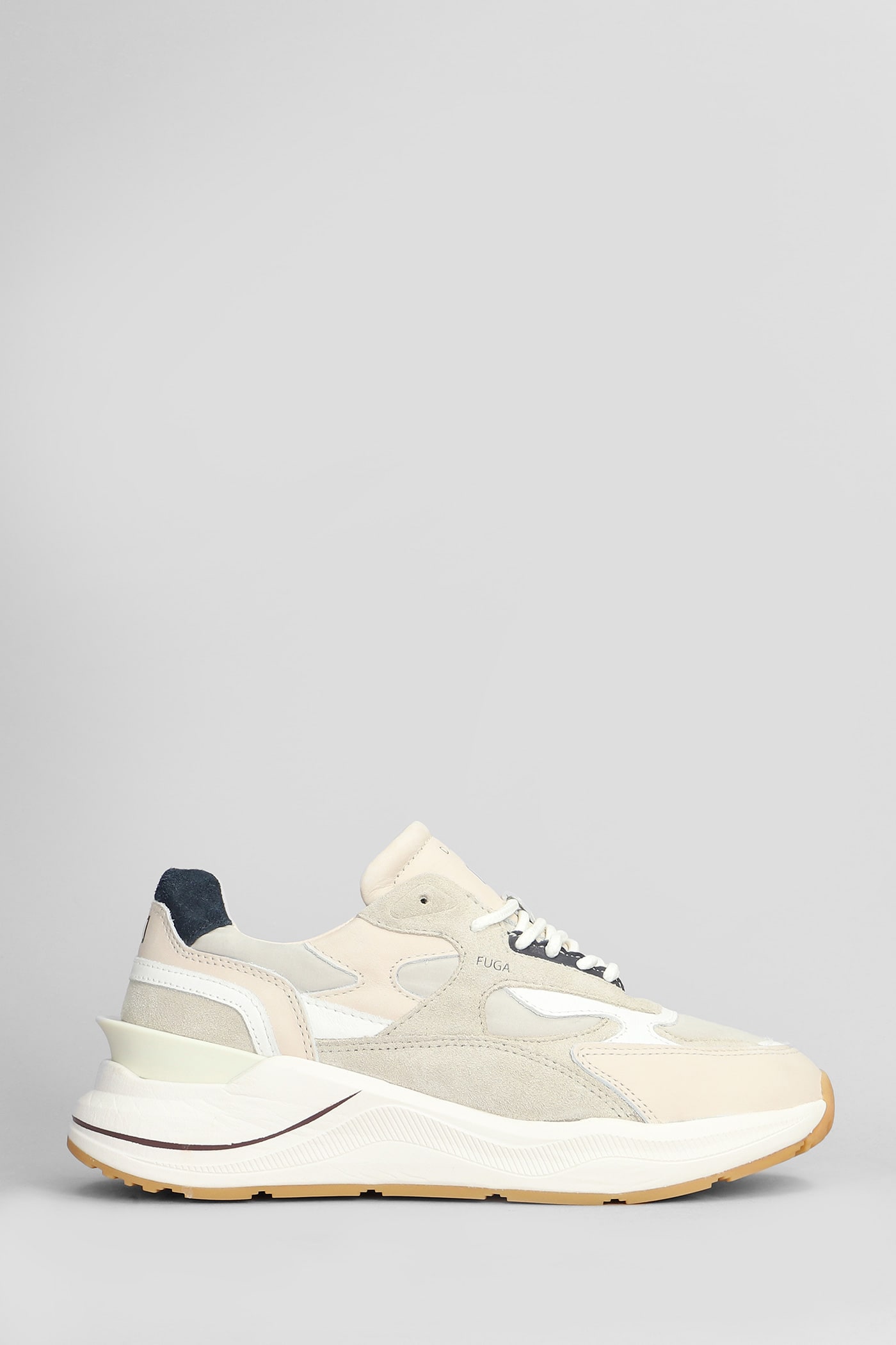 D. A.T. E. Fuga Sneakers In Beige Suede And Fabric