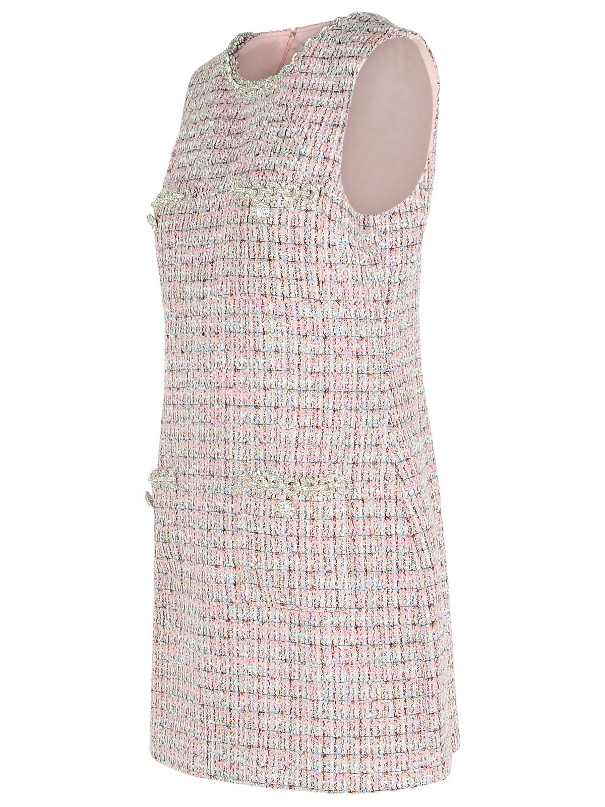 Self-portrait Textured Sleeveless Dress With Fitted Silhouette In Pink