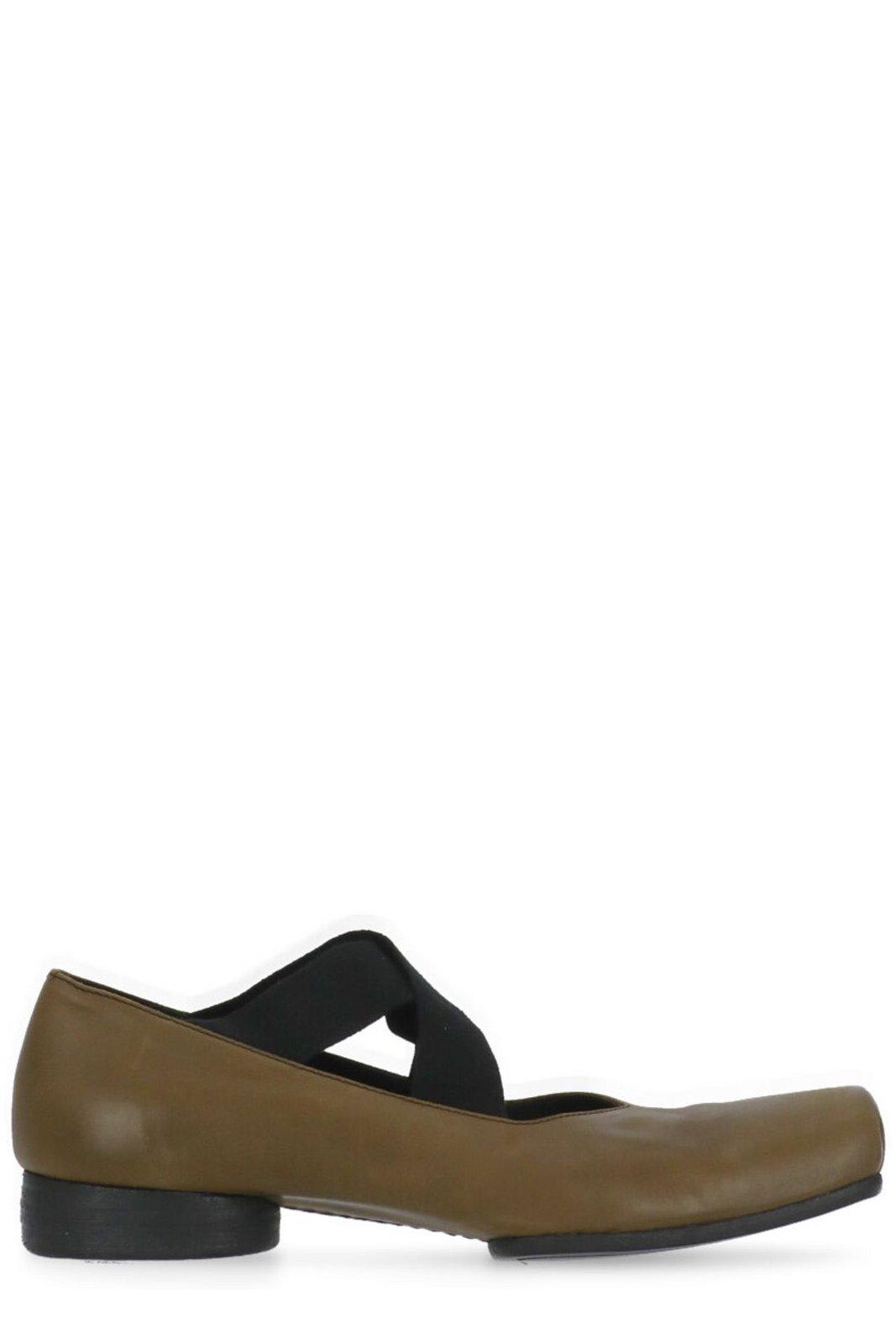 Square-toe Strap-detailed Ballerina Flats