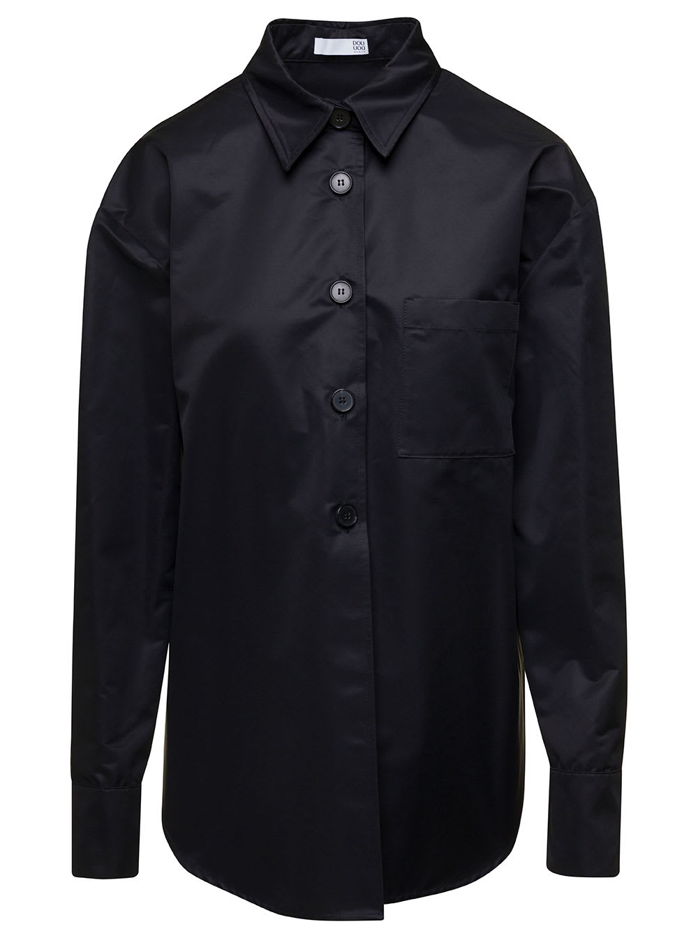Black Long-sleeve Shirt With Tonal Buttons In Cotton Blend Woman
