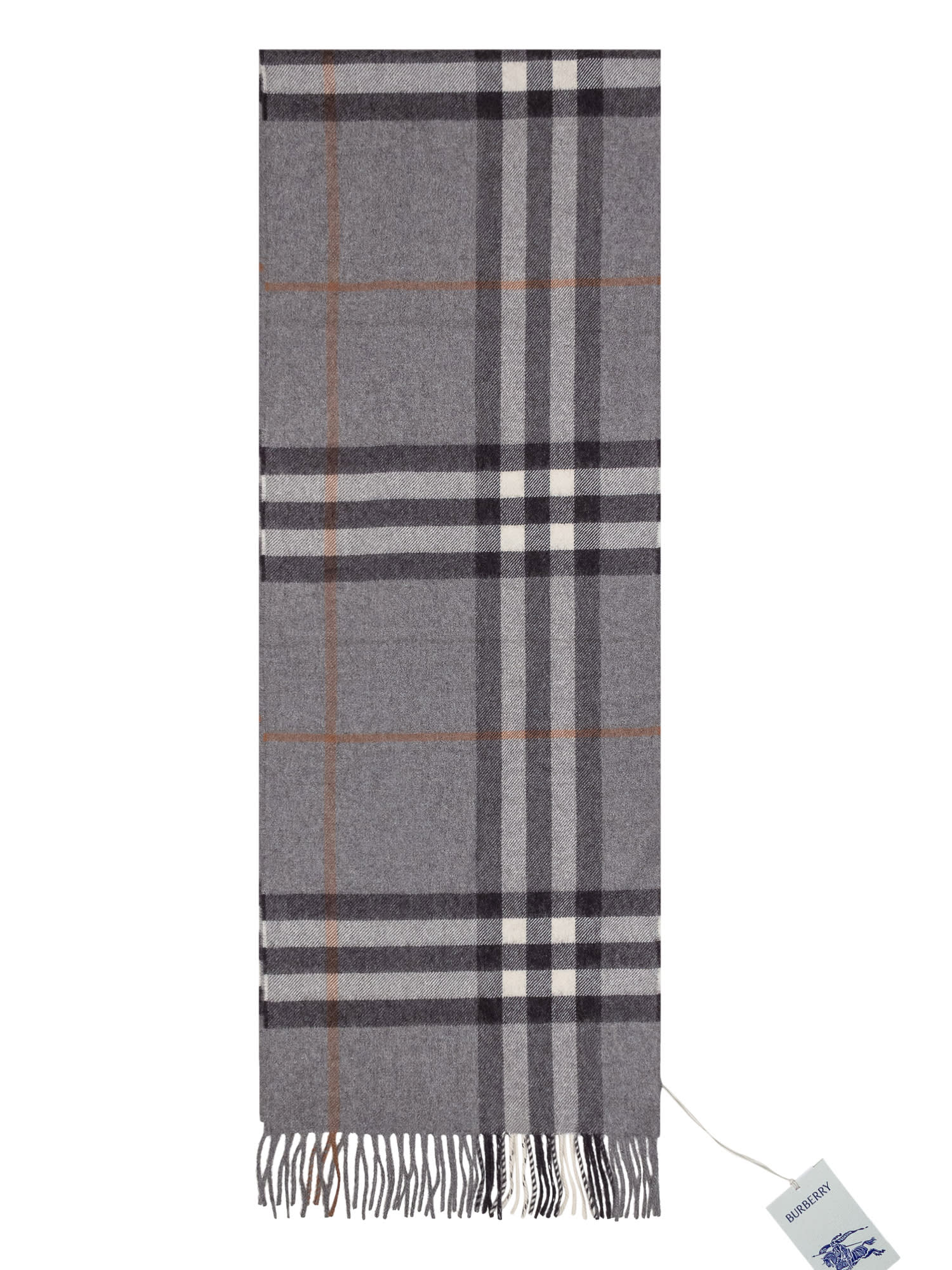 Shop Burberry Giant Check Scarf In Grey