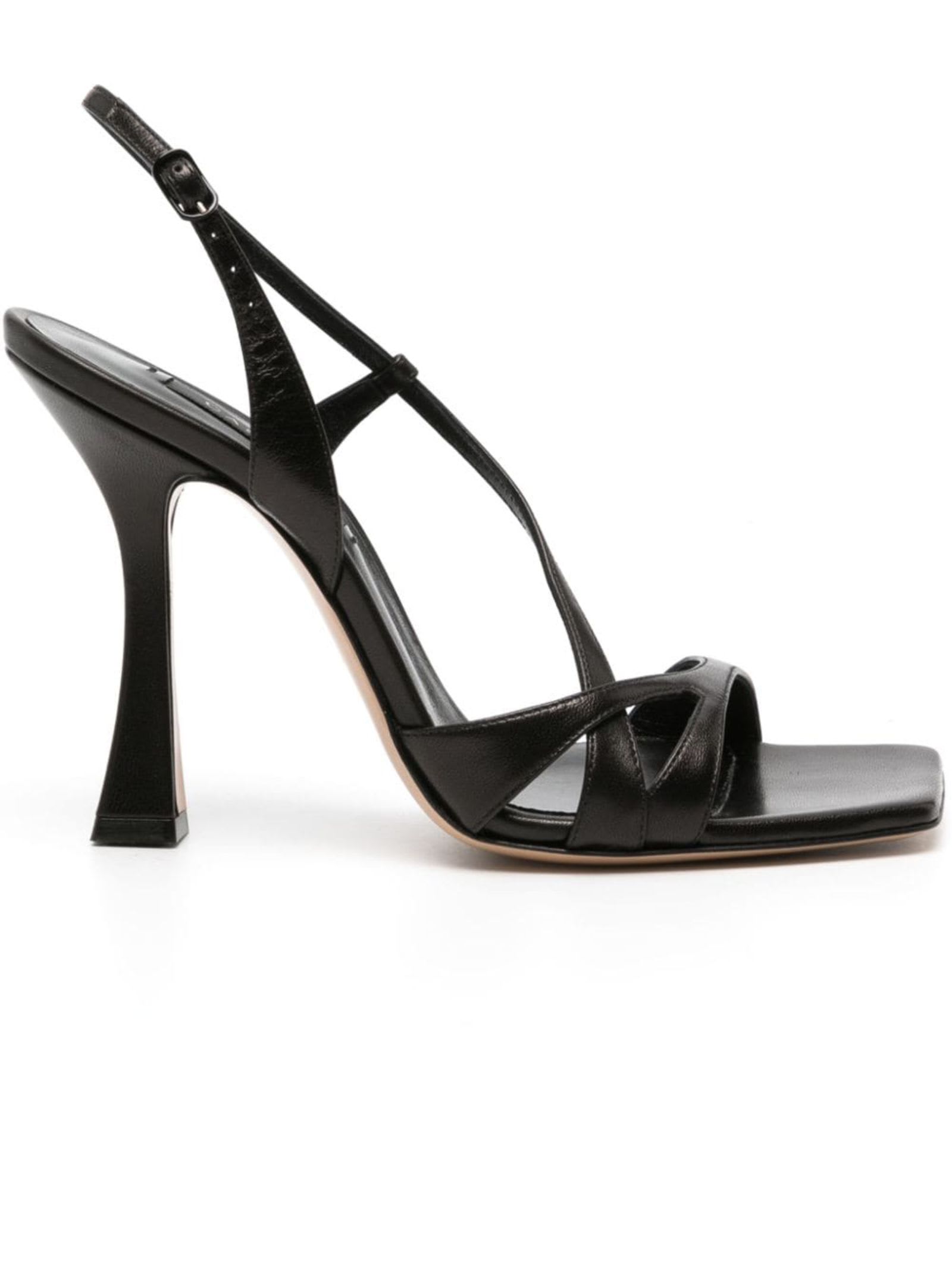 Shop Casadei Geraldine Black Leather Sandals