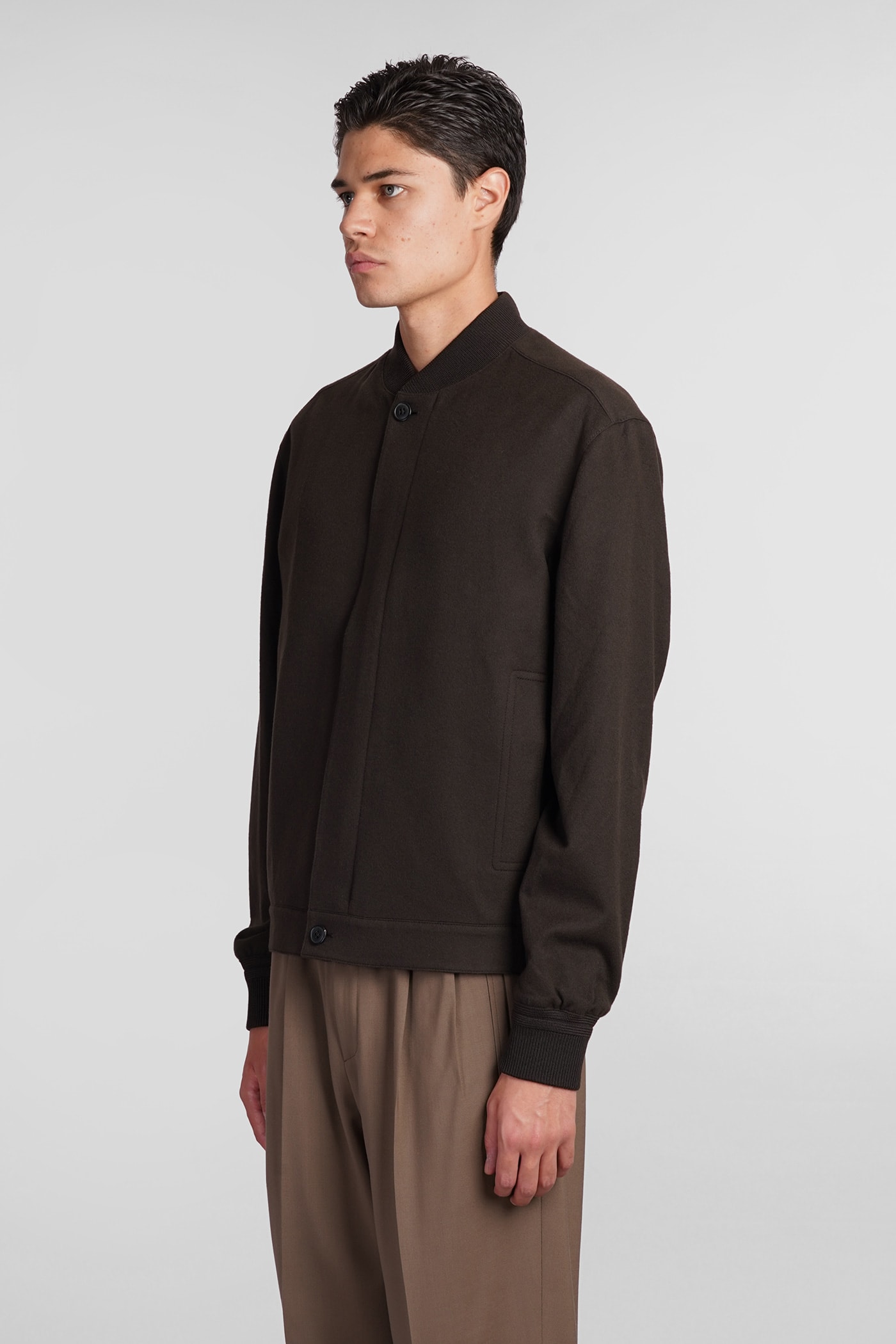 Shop Zegna Bomber In Brown Cashmere