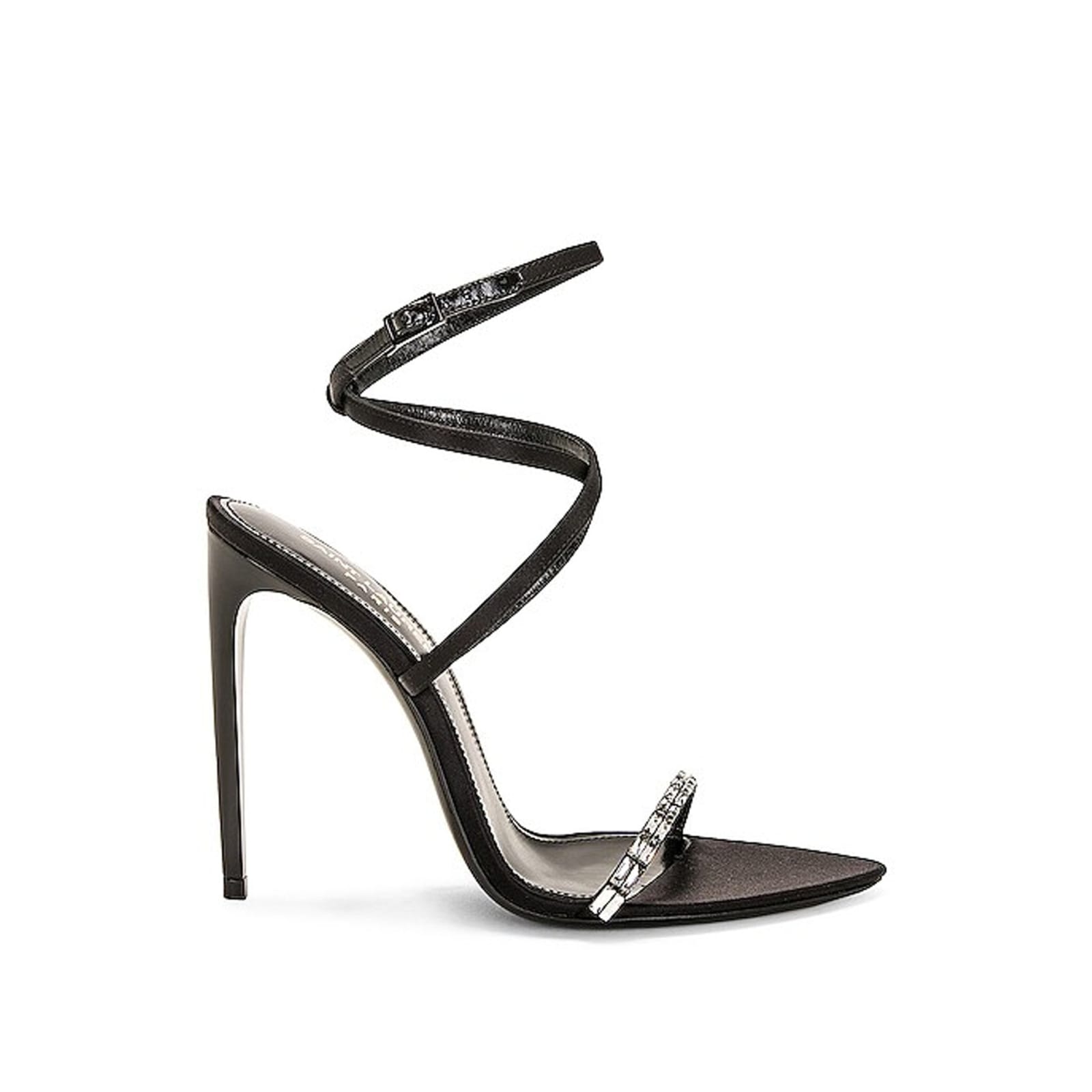 Shop Saint Laurent Satin Sandals In Black