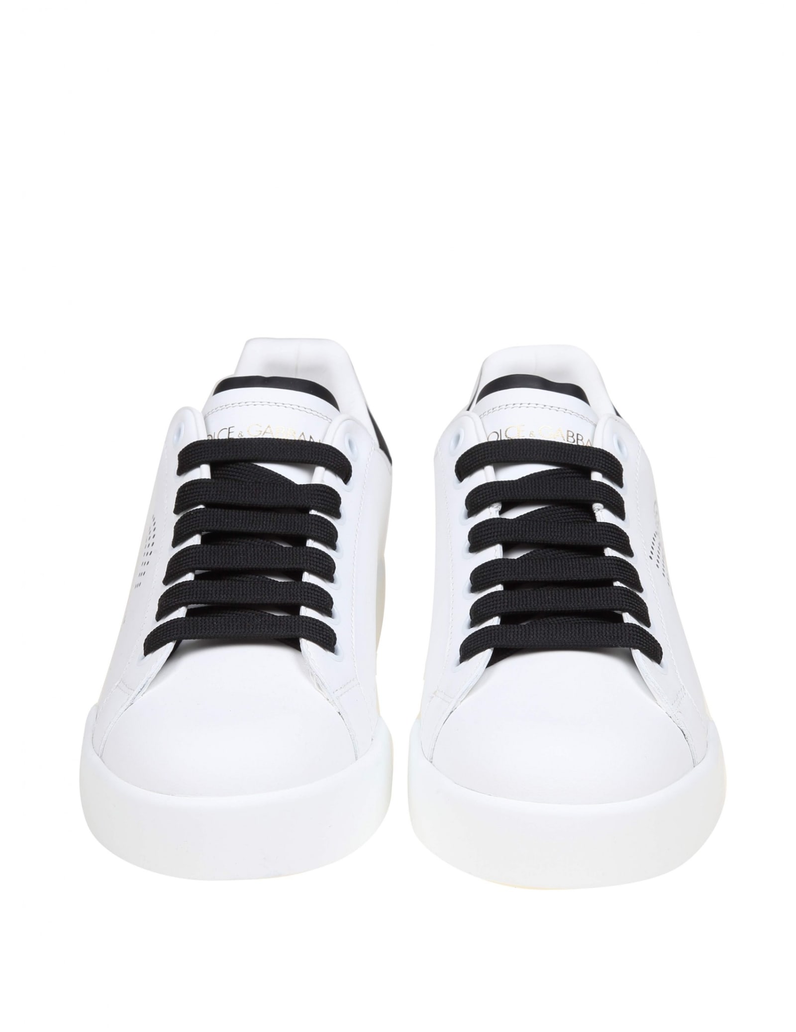 Shop Dolce & Gabbana Portofino Light Sneakers In Black And White Leather In White/black