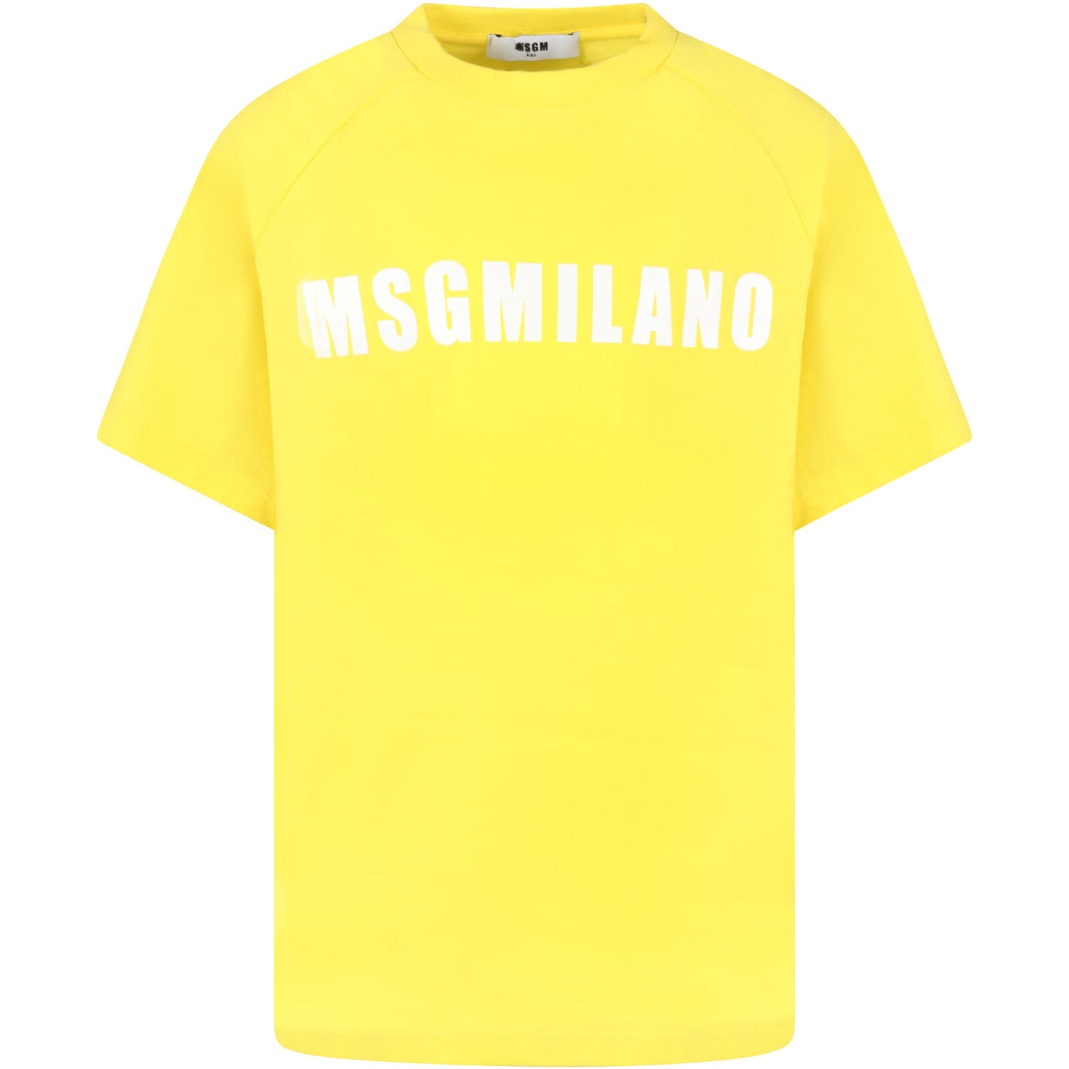 MSGM Yellow T-shirt For Kids With White Logo