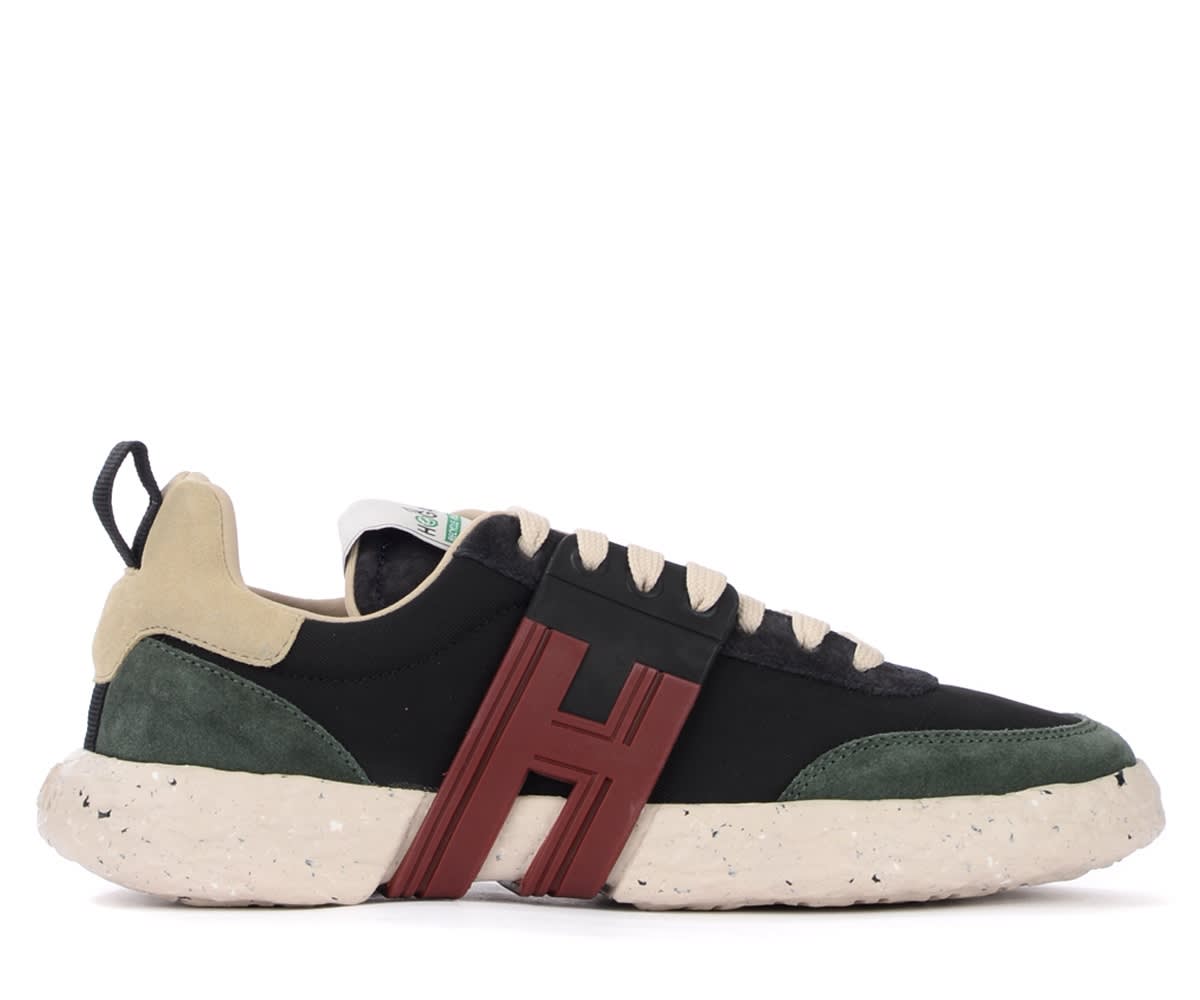Hogan -3r Black And Green Sneakers