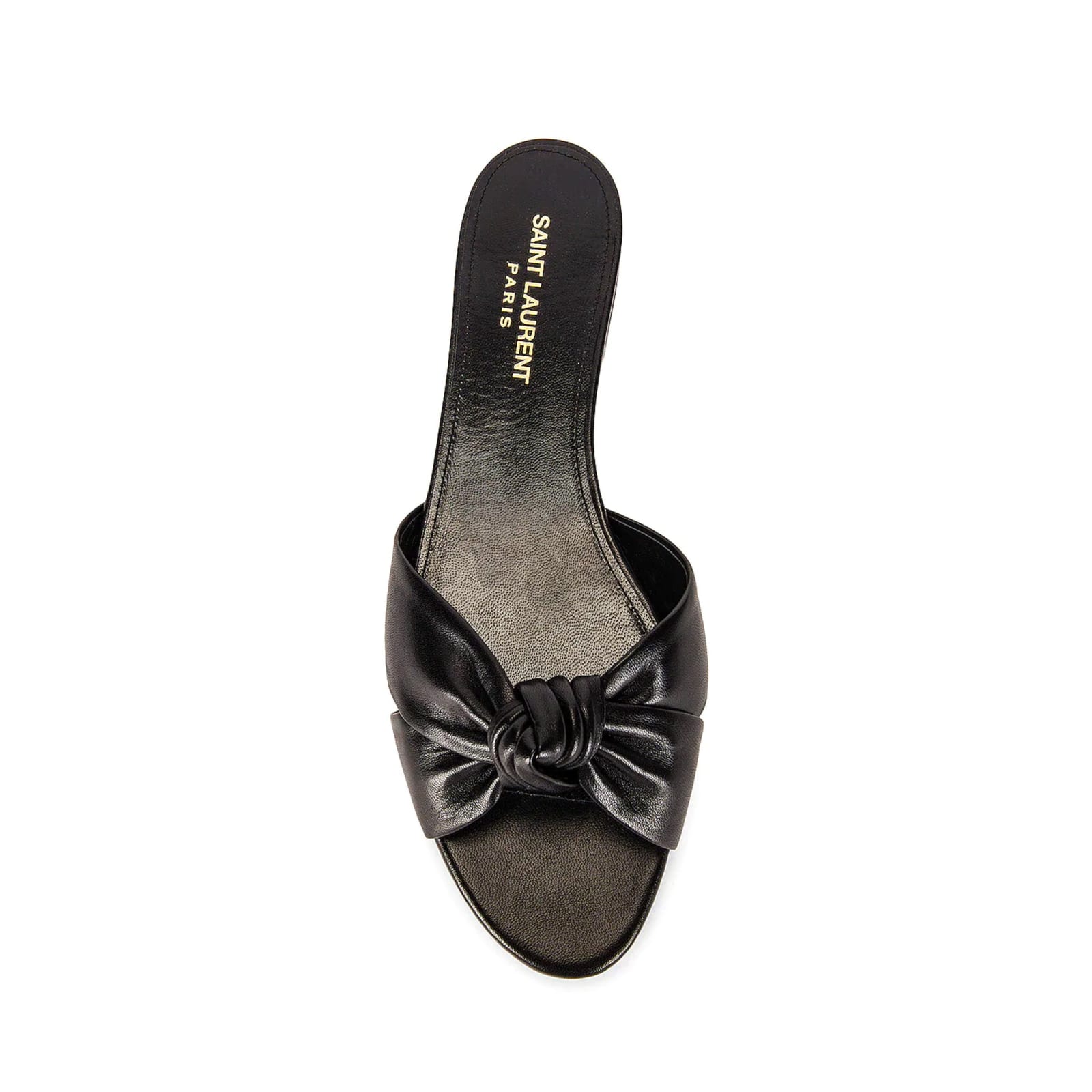 Saint Laurent Woven Leather Sandal Slide In Black