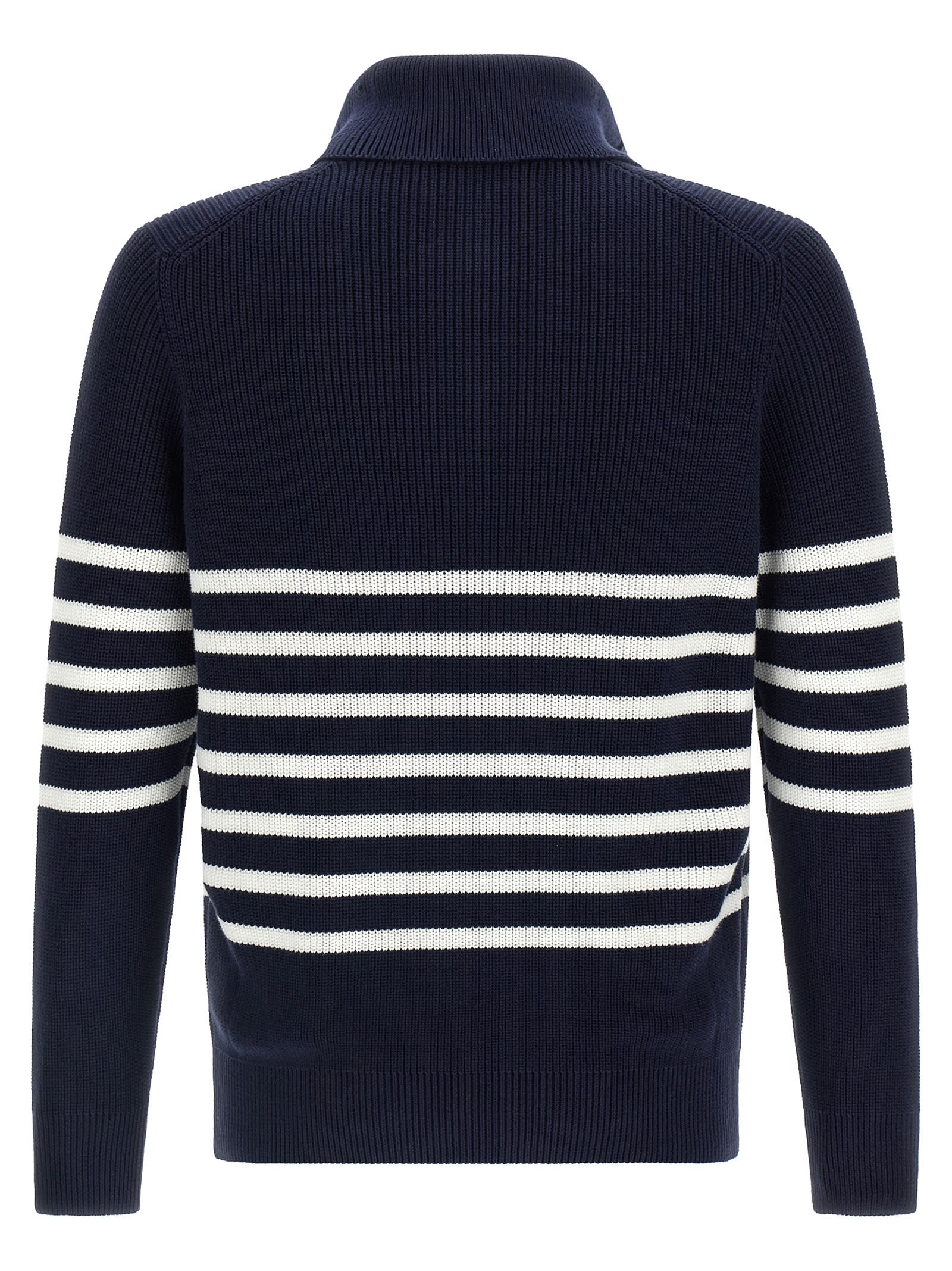Brunello Cucinelli English Half-ribbed Sweater Sweaters And Cardigans Blue In Blue