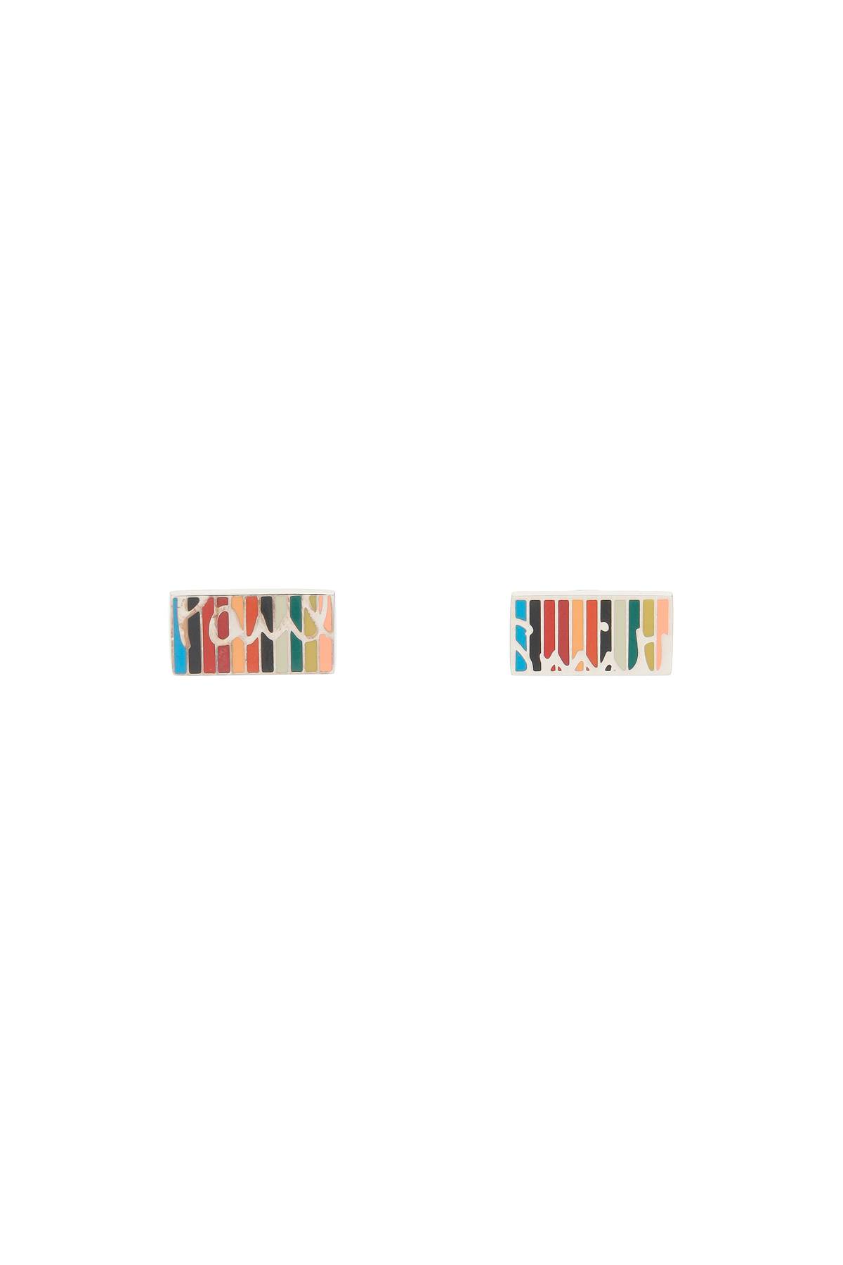 Paul Smith Striped Cufflinks In Multi (silver)