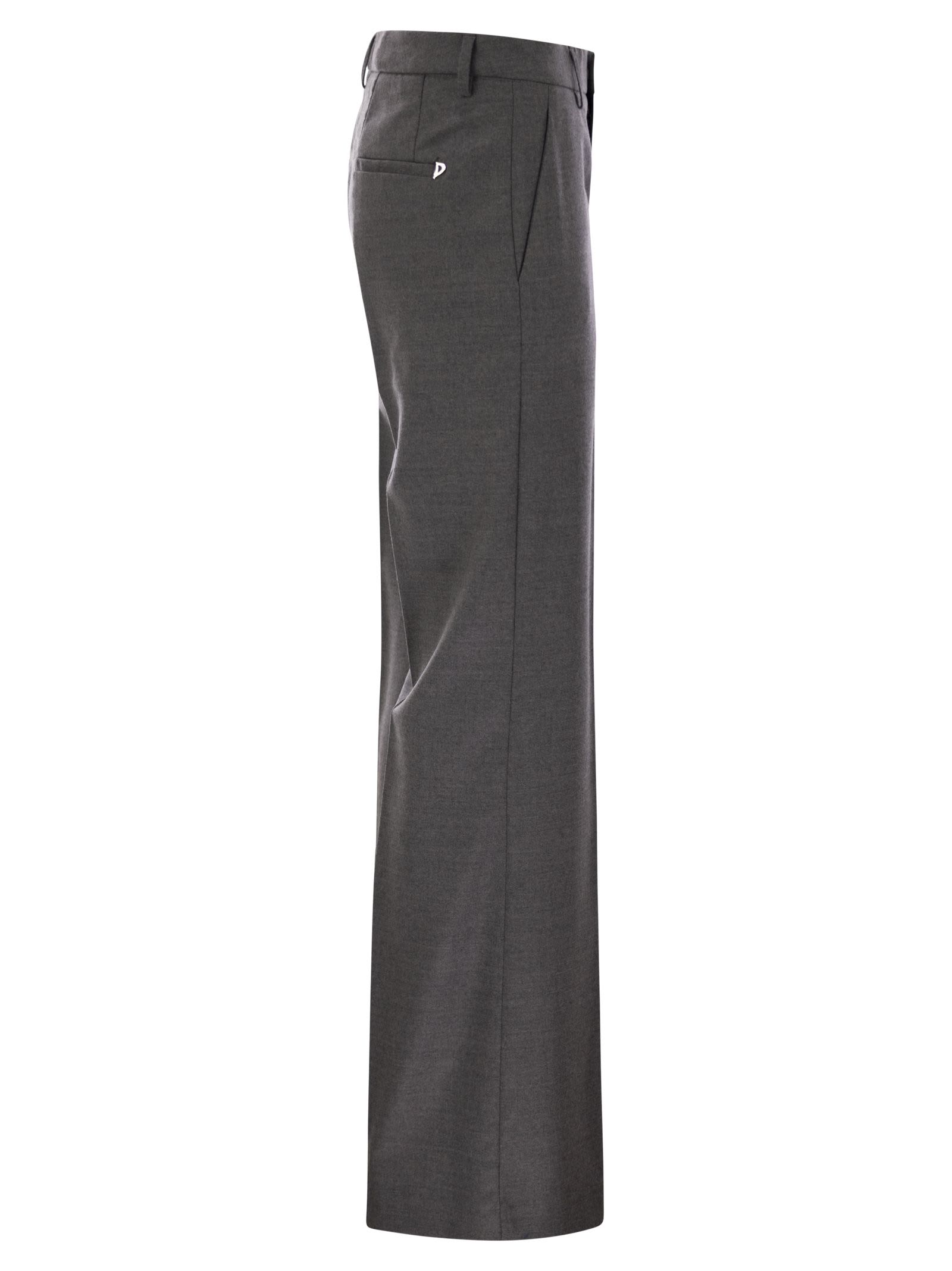 Dondup High Waist Casual Pants In Grey