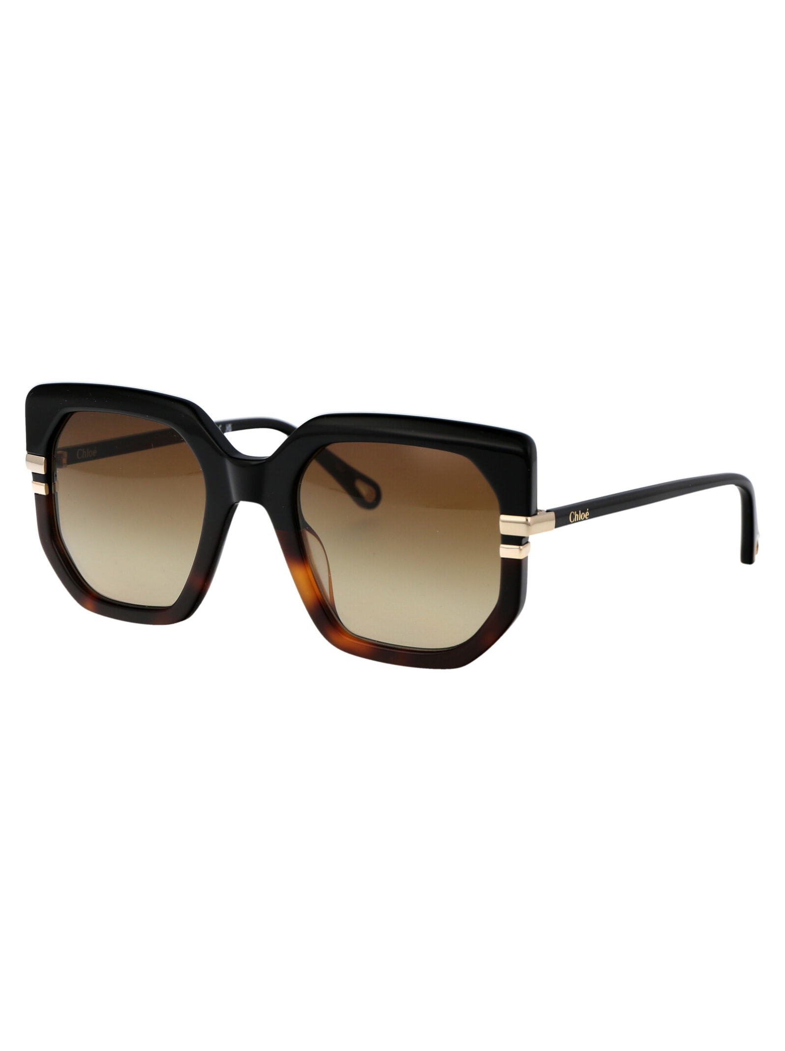Shop Chloé Ch0240s Sunglasses In 003 Black Black Brown
