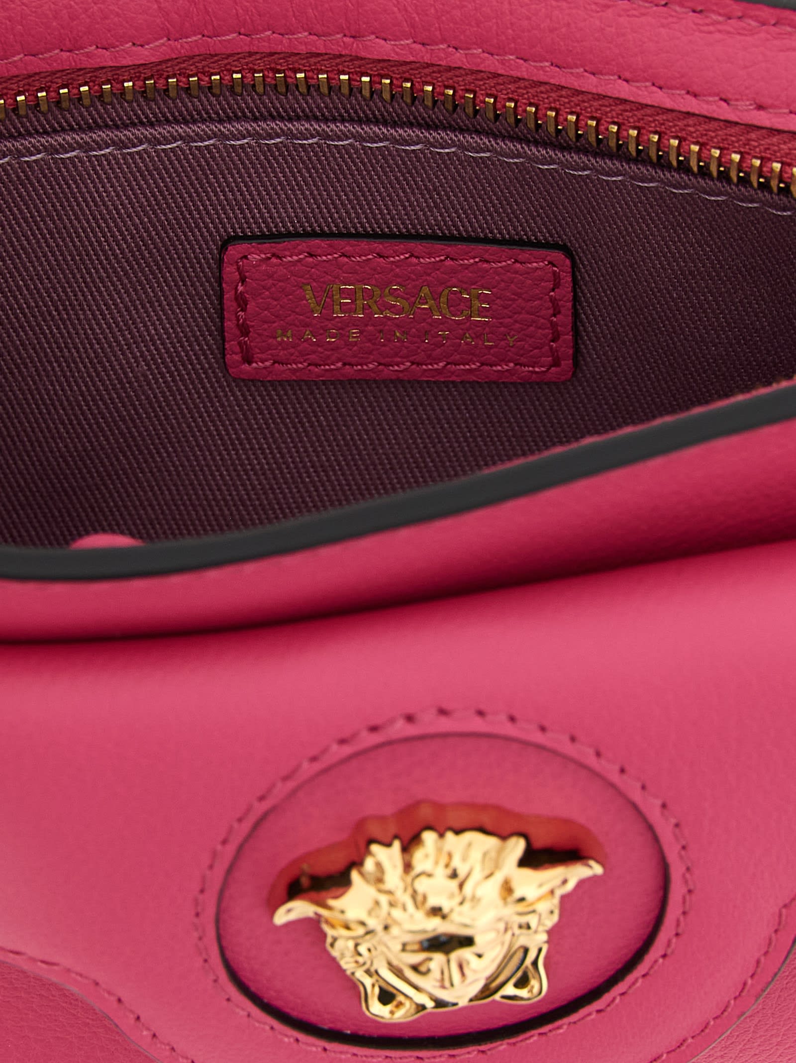 Versace La Medusa Calf-leather Crossbody Bag In Pink