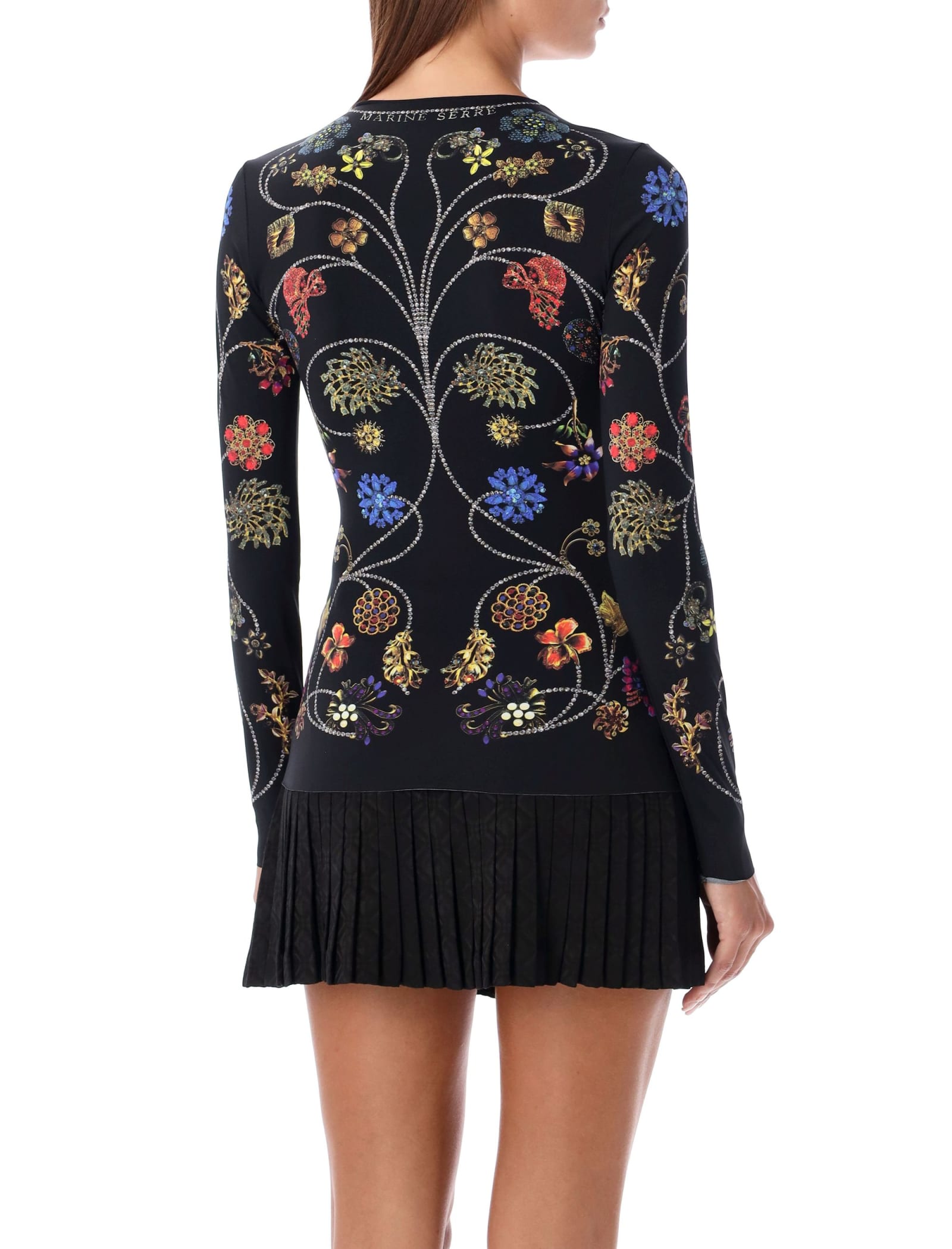 Shop Marine Serre Floral Jewerly Top In Black