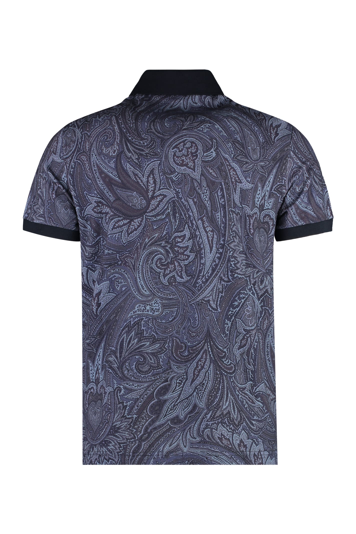 Shop Etro Short Sleeve Cotton Polo Shirt In Blue