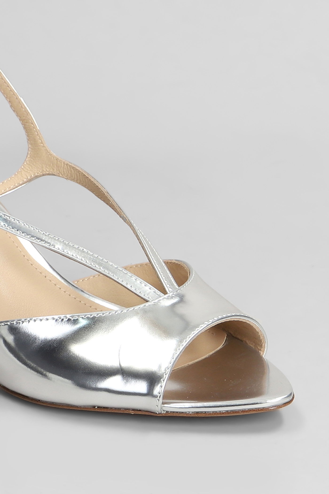 Lola Cruz Streep 65 Sandals In Silver Leather In Silver