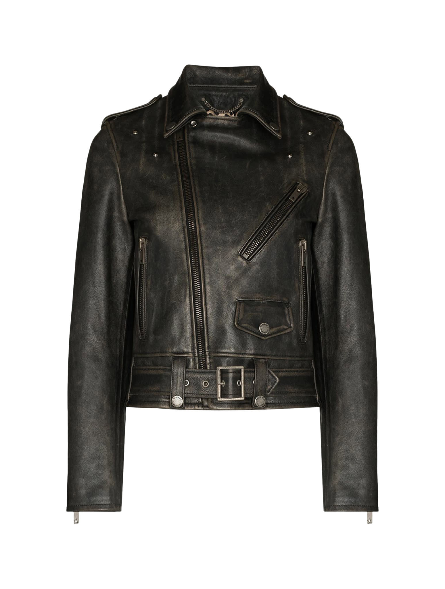 Shop Golden Goose Golden W`s Chiodo Jacket Distressed Bull Leather In Black