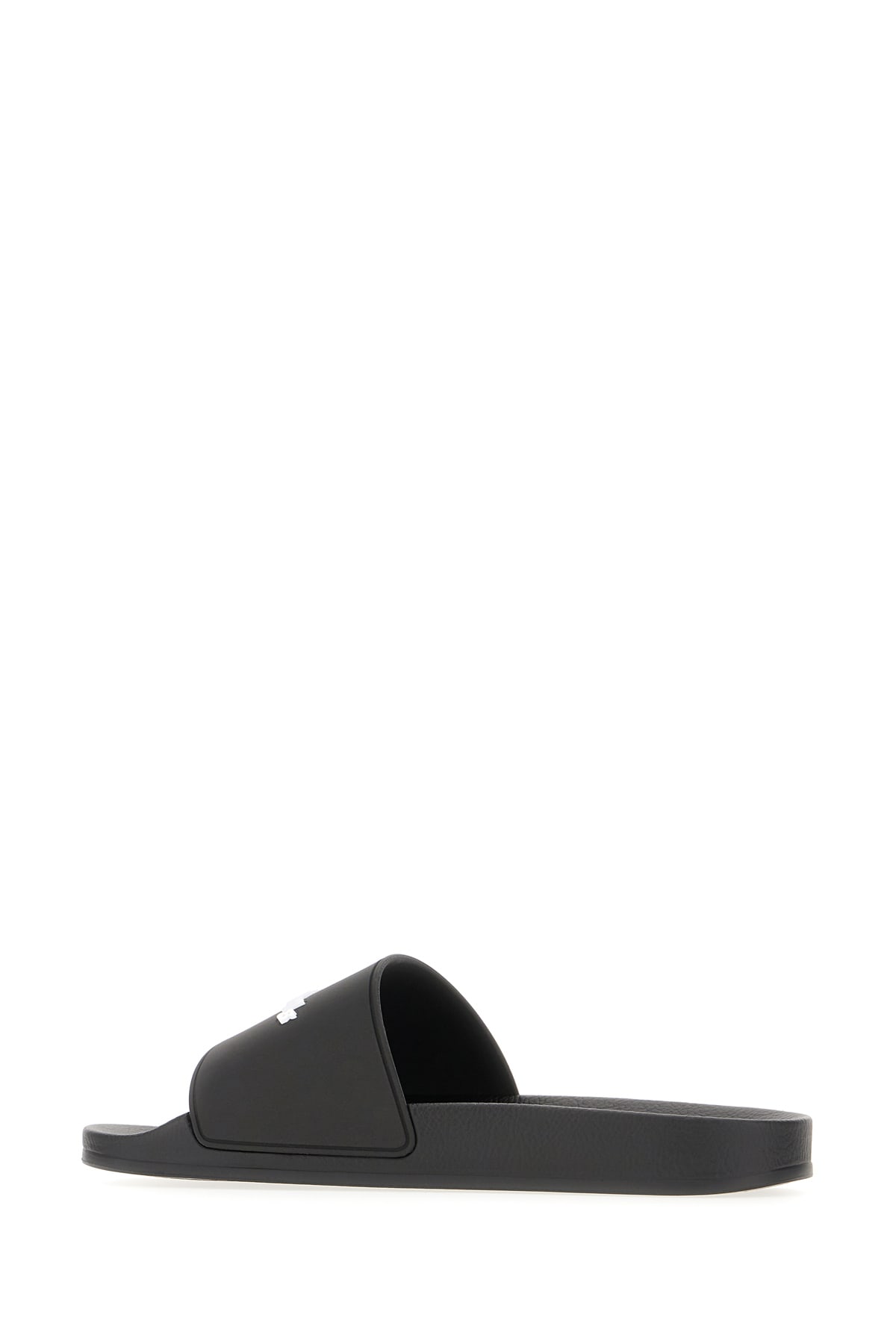 Shop Palm Angels Black Rubber Slippers In Black White