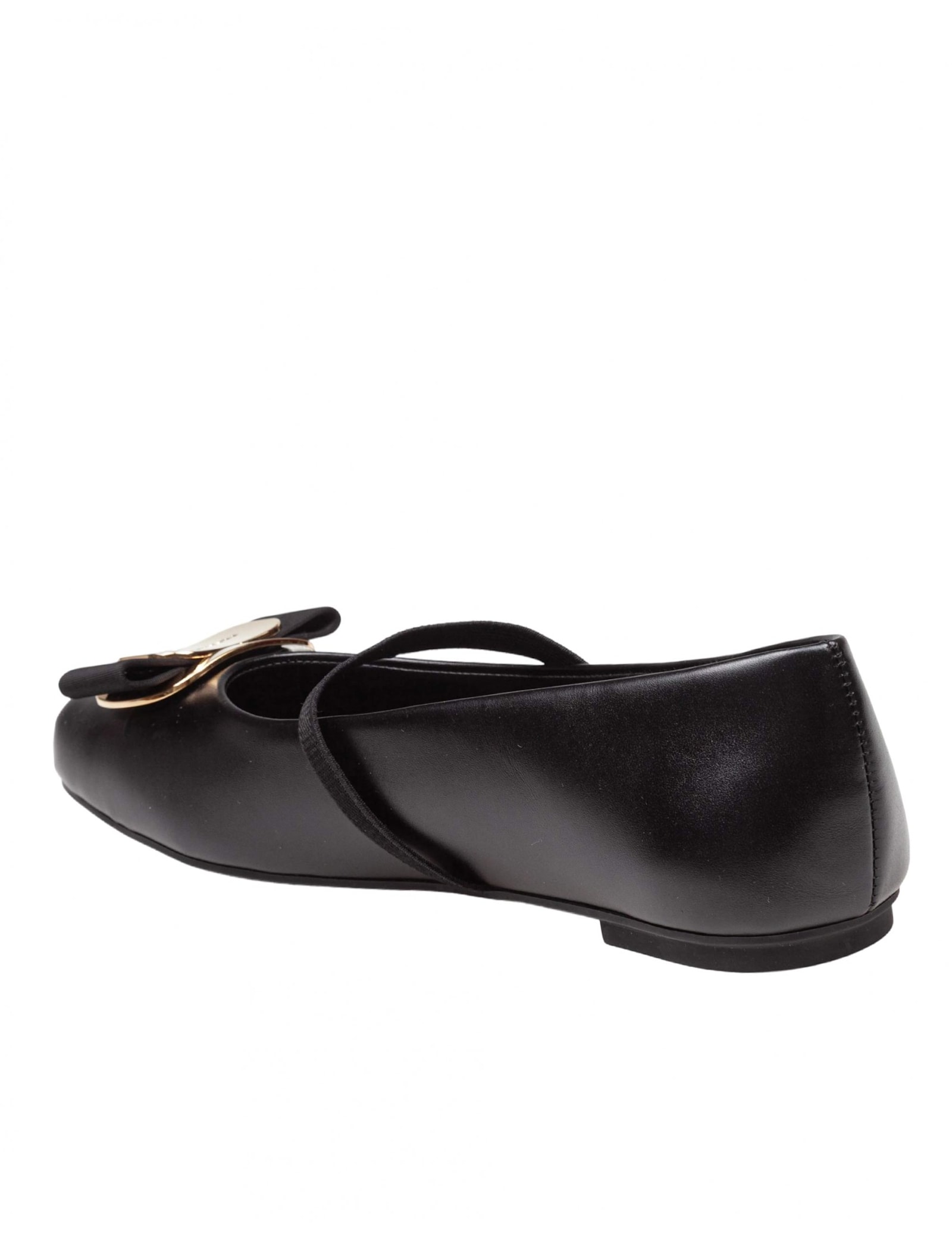 Ferragamo New Vara Plate Ballet Flat Shoes In Black
