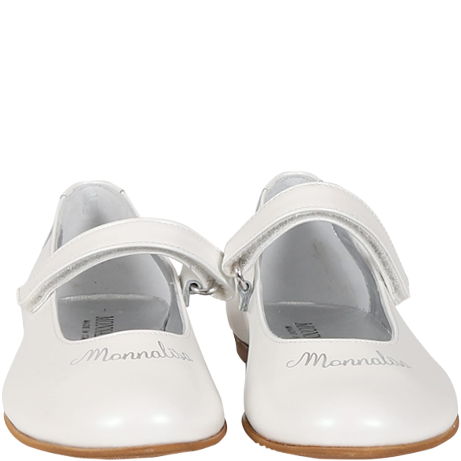 Monnalisa Logo-print Ballerina Shoes In Ivory
