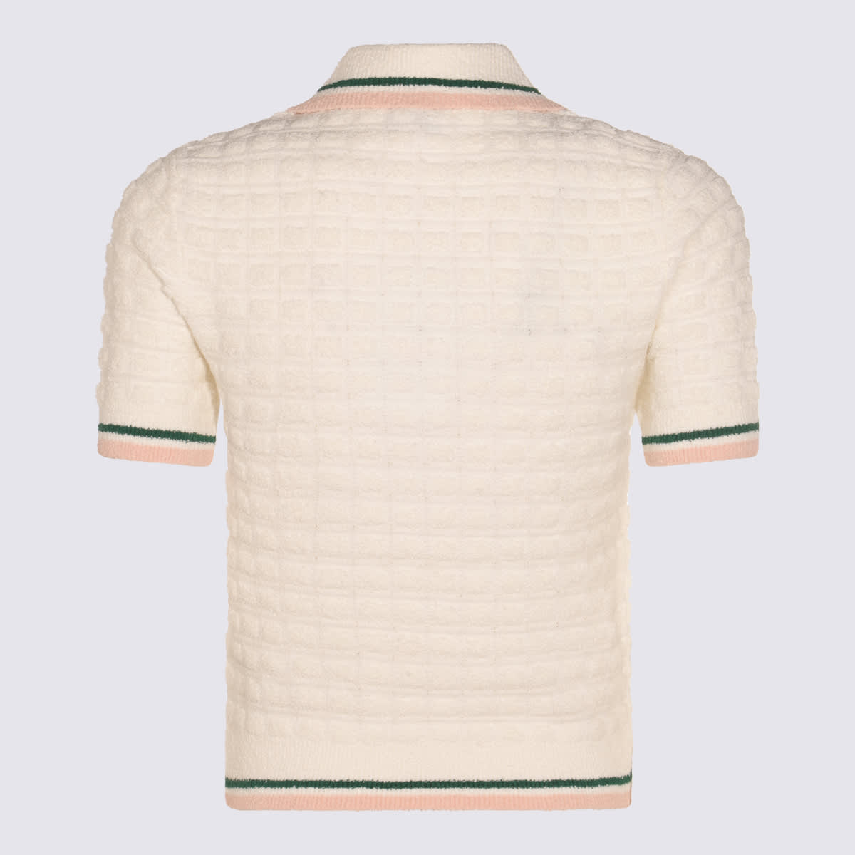 Casablanca Textured Cotton Polo Shirt With Contrast Collar In Neutral