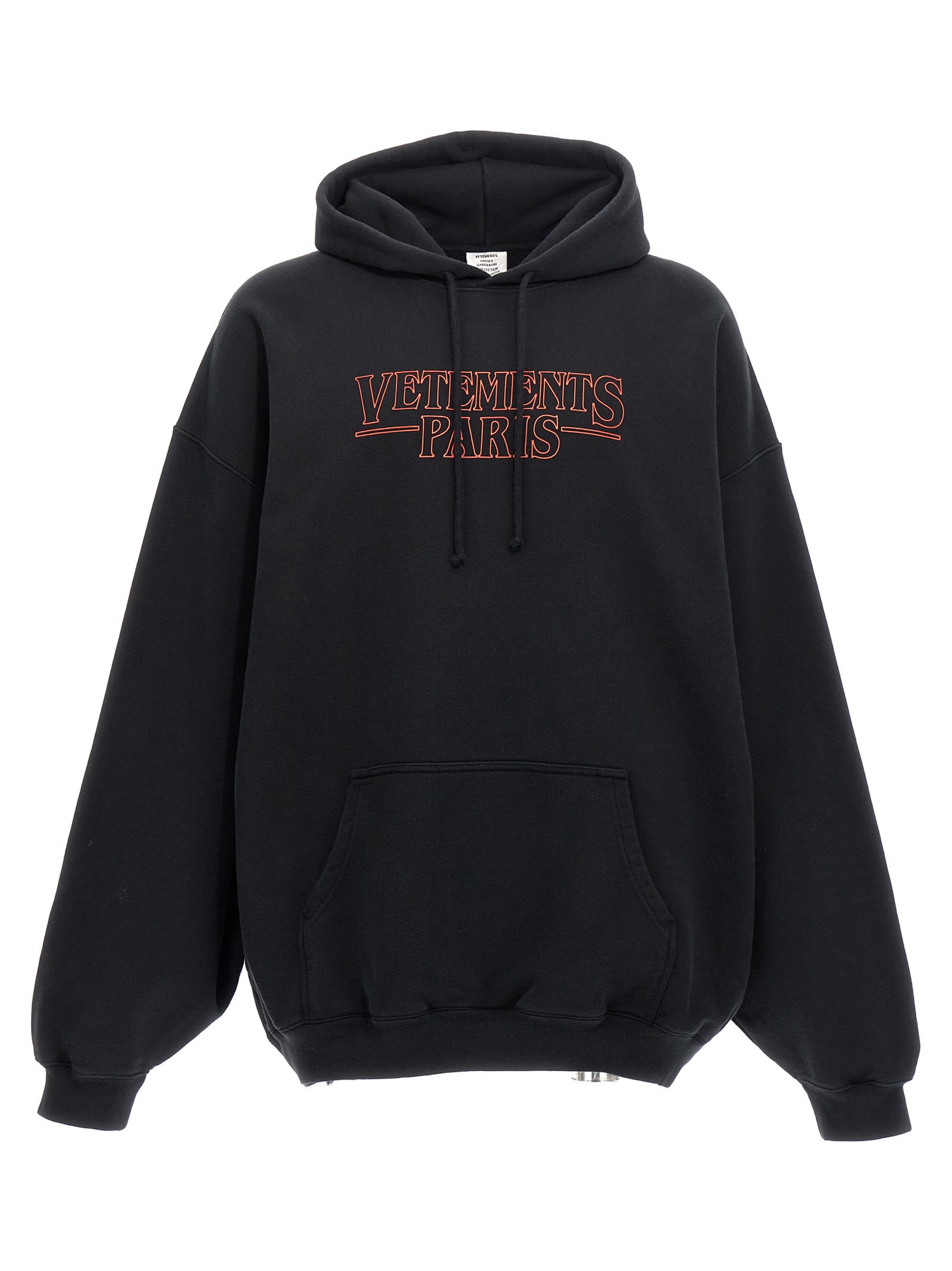 Shop Vetements Paris Logo Hoodie In Black